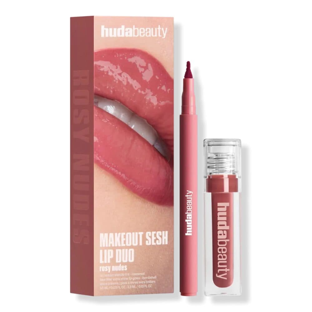 Huda Beauty Makeout Sesh Lip Duo Rosy Nudes