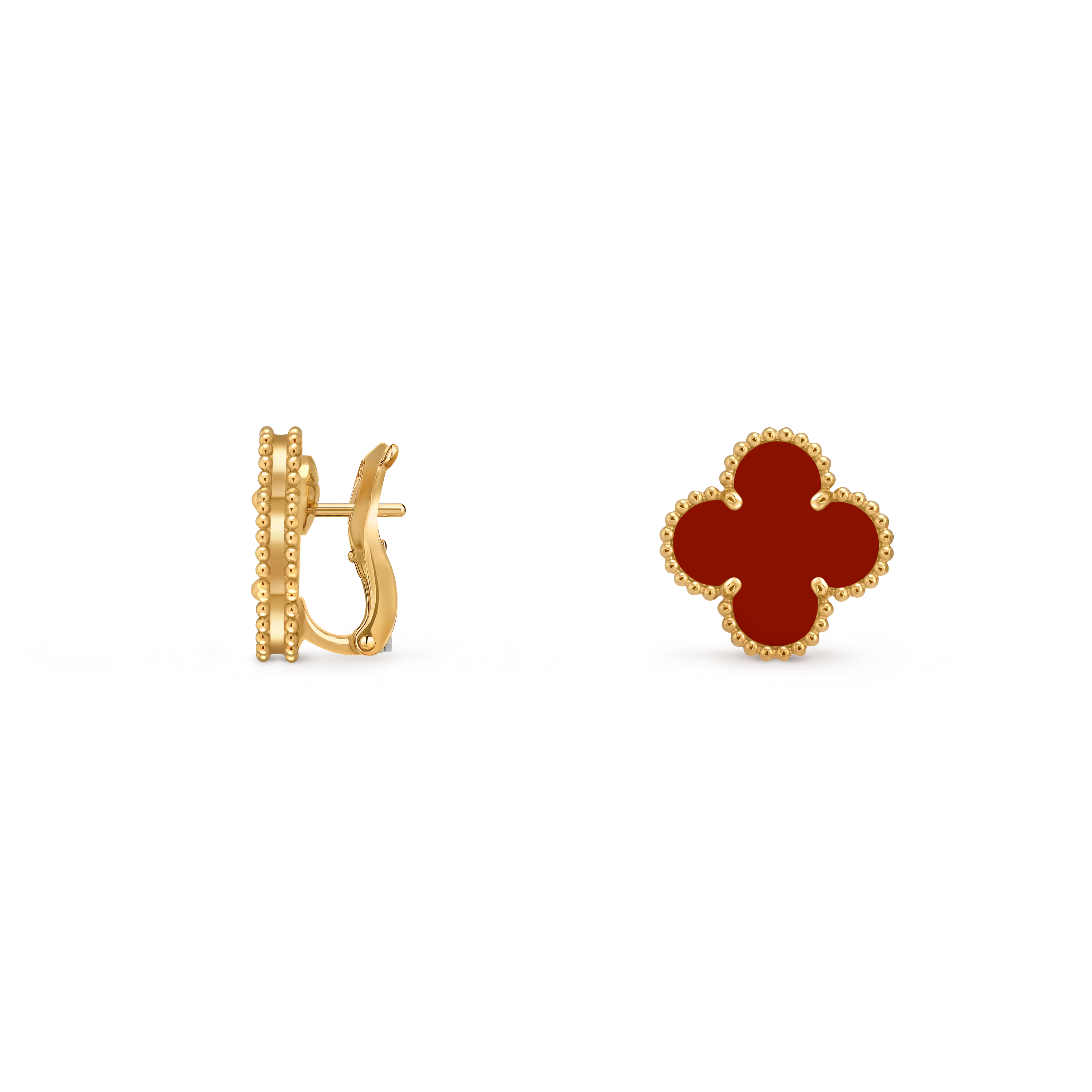 Van Cleef & Arpels. Сережки Vintage Alhambra із жовтого золота з корнеолом