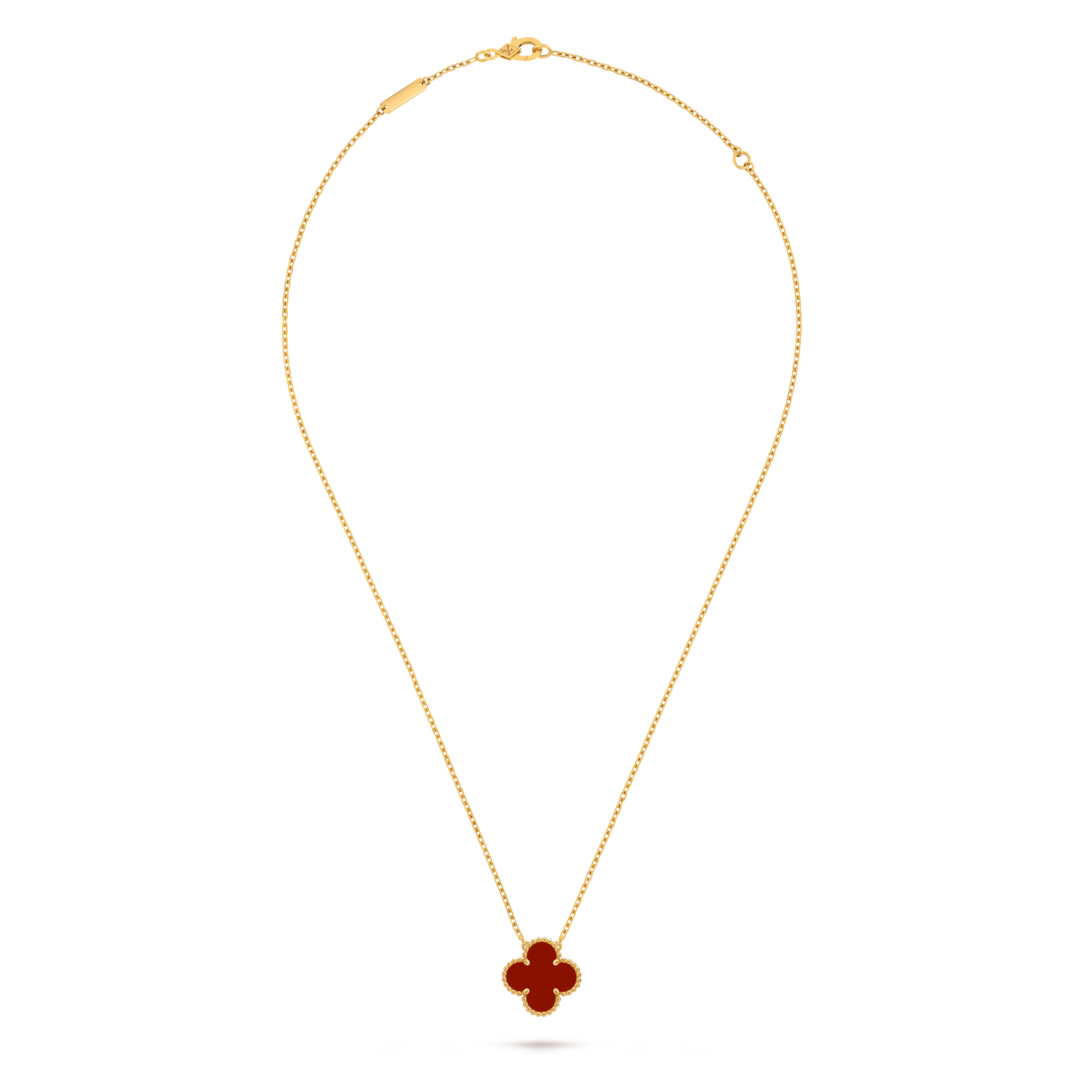 Van Cleef & Arpels. Підвіска Vintage Alhambra із жовтого золота з корнеолом