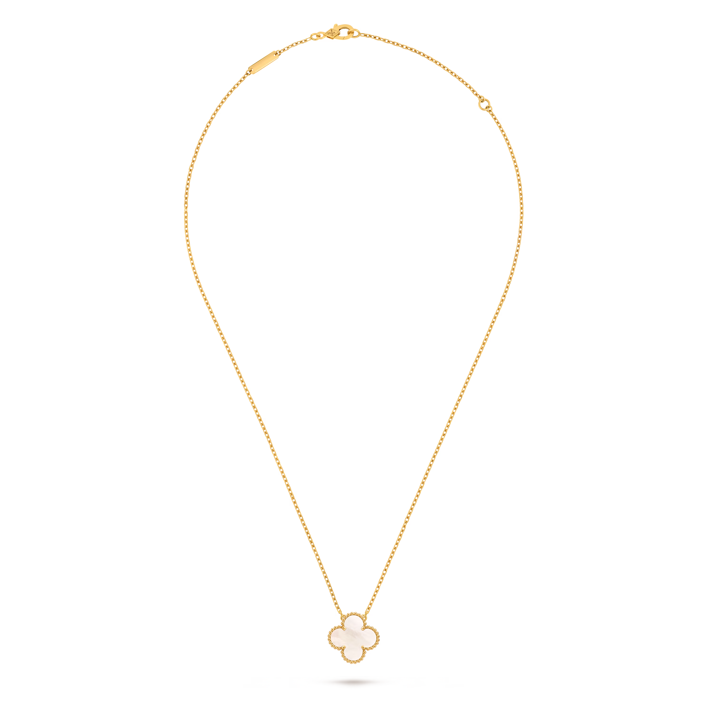 Van Cleef & Arpels. Підвіска Vintage Alhambra із жовтого золота з білим перламутром