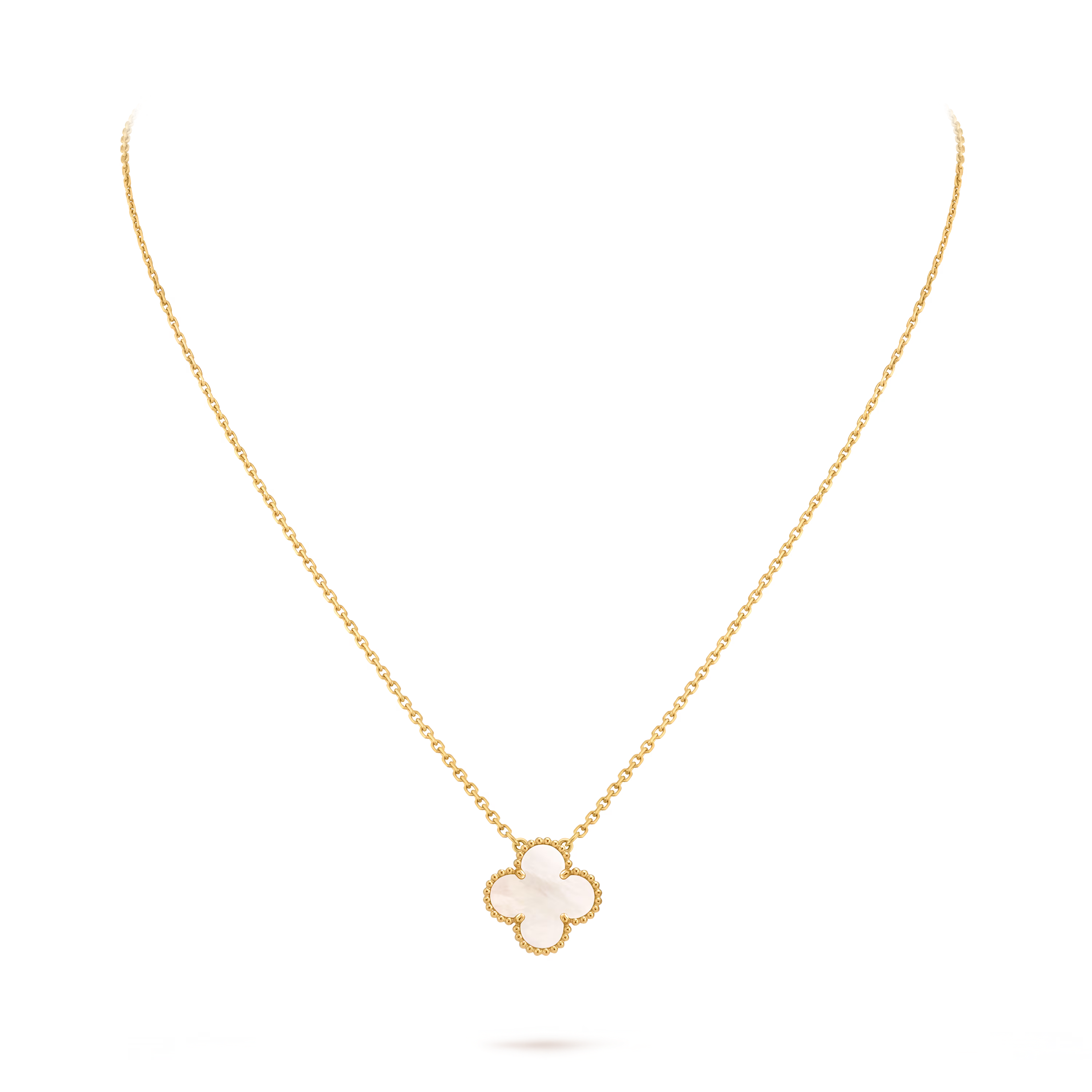 Van Cleef & Arpels. Підвіска Vintage Alhambra із жовтого золота з білим перламутром