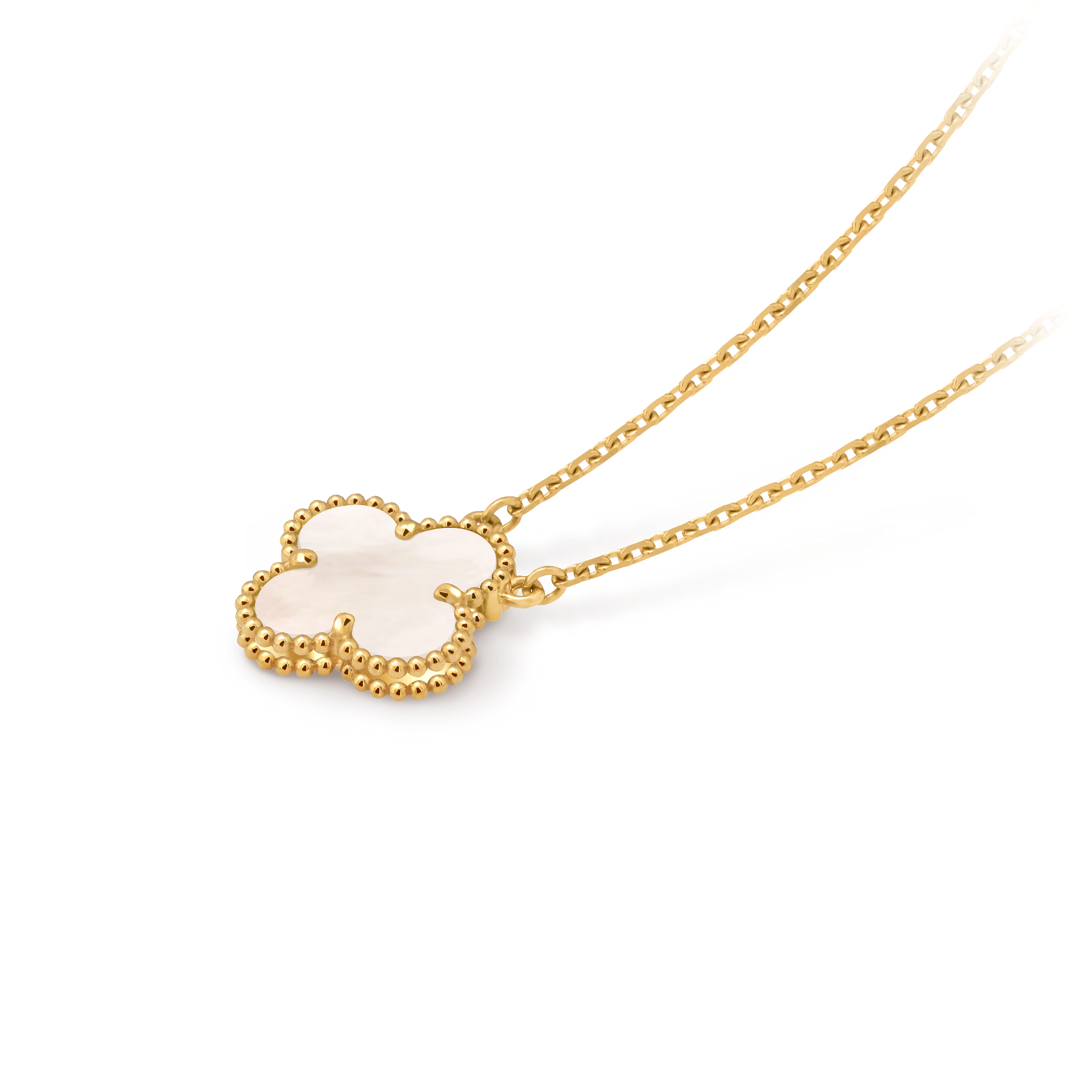 Van Cleef & Arpels. Підвіска Vintage Alhambra із жовтого золота з білим перламутром