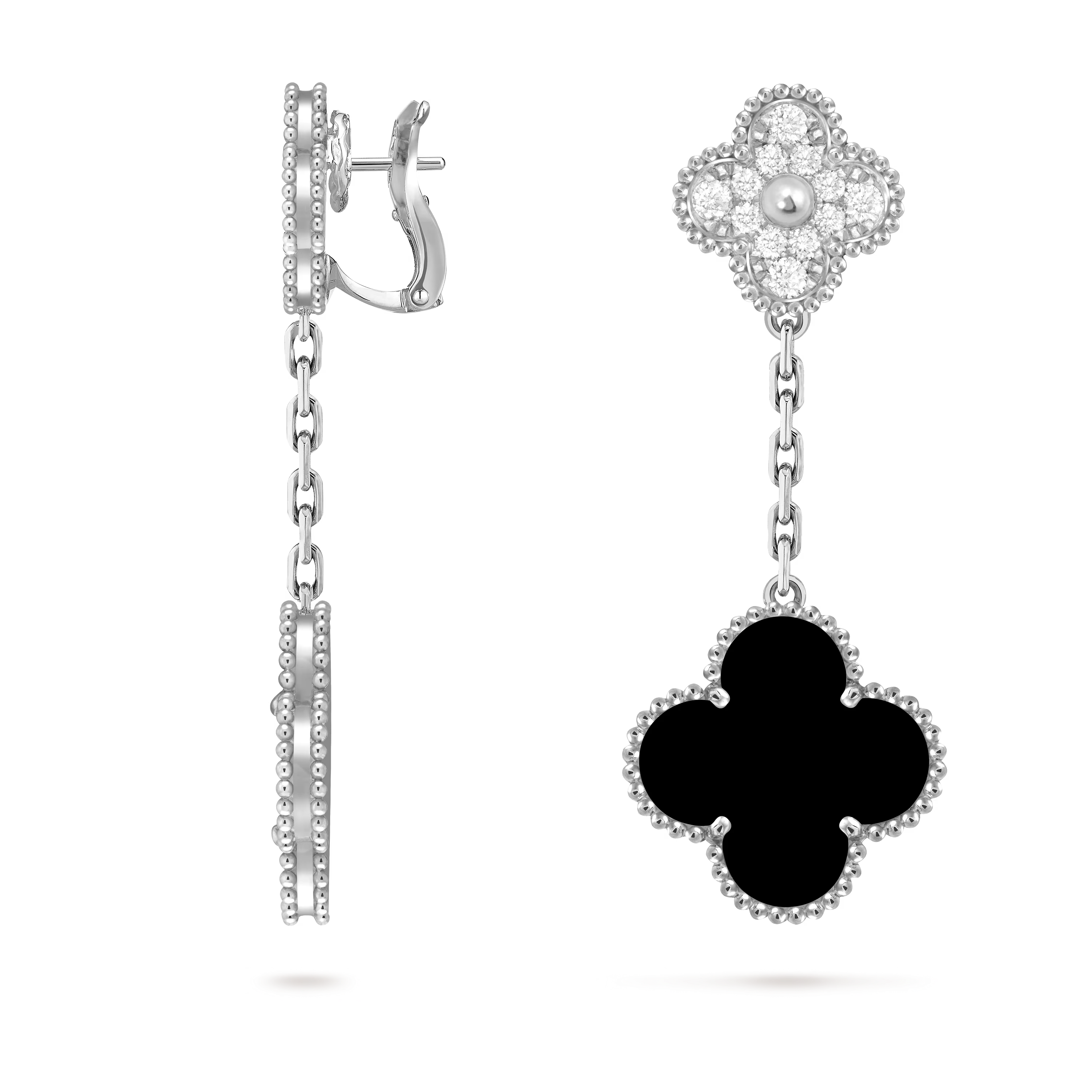 Van Cleef & Arpels. Сережки Magic Alhambra із білого золота з оніксом
