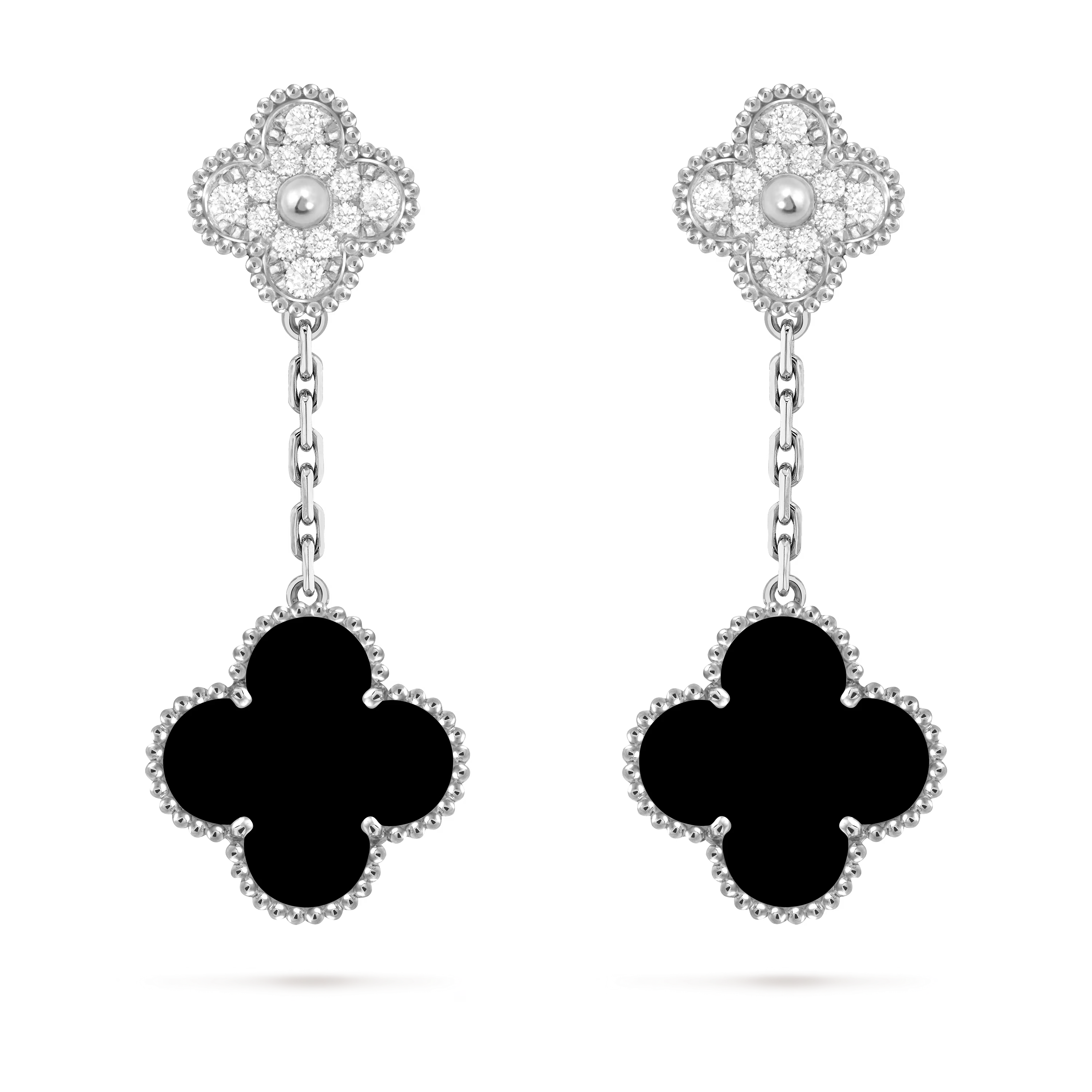 Van Cleef & Arpels. Сережки Magic Alhambra із білого золота з оніксом