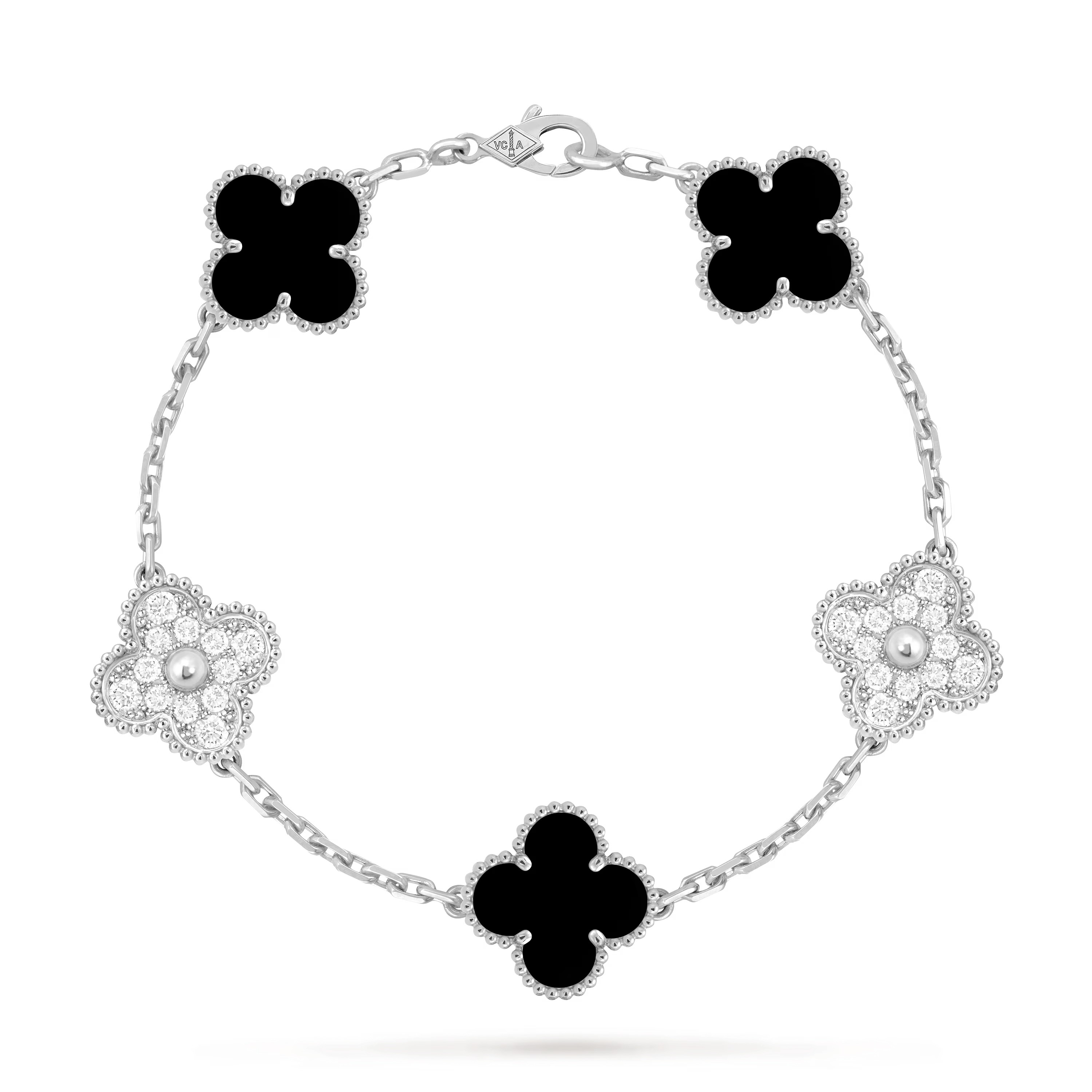 Van Cleef & Arpels. Браслет Vintage Alhambra із білого золота з оніксом