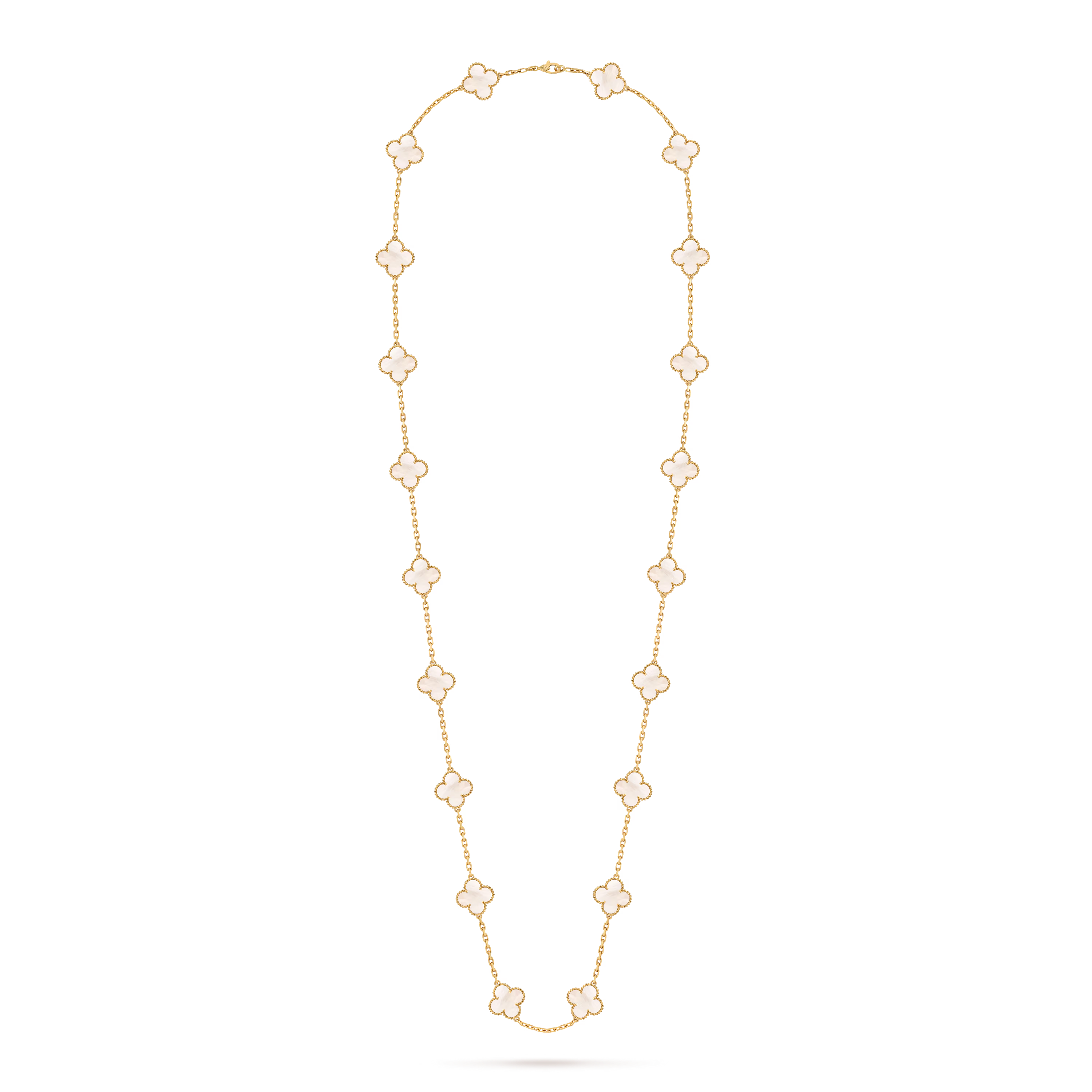Van Cleef & Arpels. Довге кольє Vintage Alhambra із жовтого золота з білим перламутром