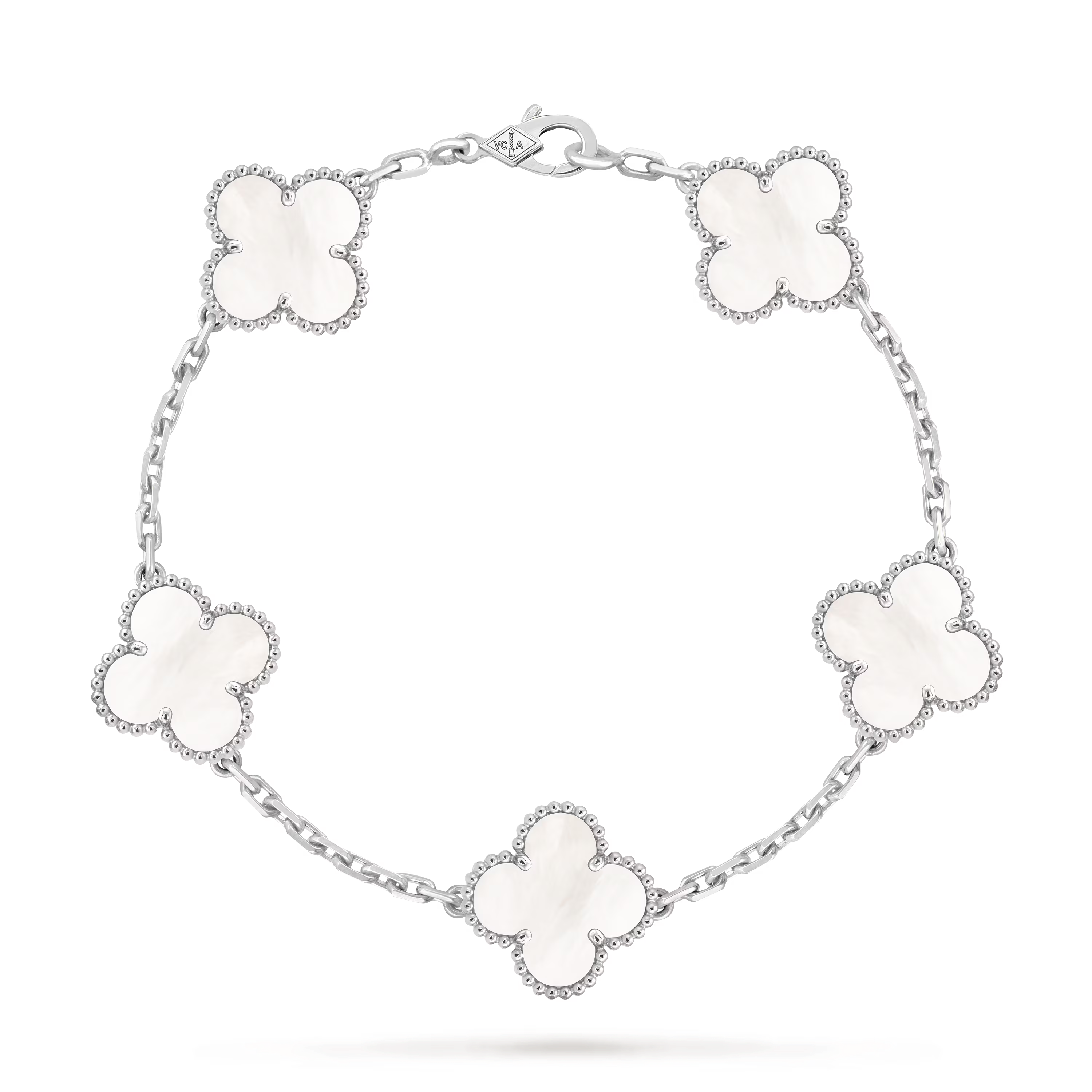 Van Cleef & Arpels. Браслет Vintage Alhambra із білого золота з білим перламутром