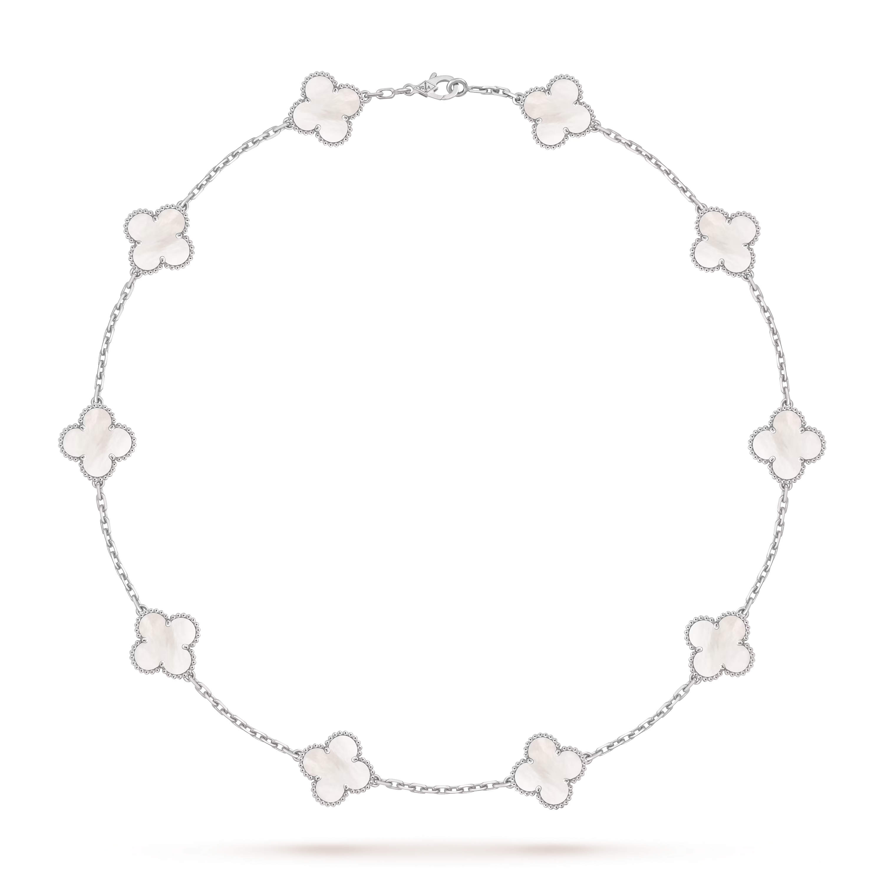Van Cleef & Arpels. Кольє Vintage Alhambra із білого золота з білим перламутром