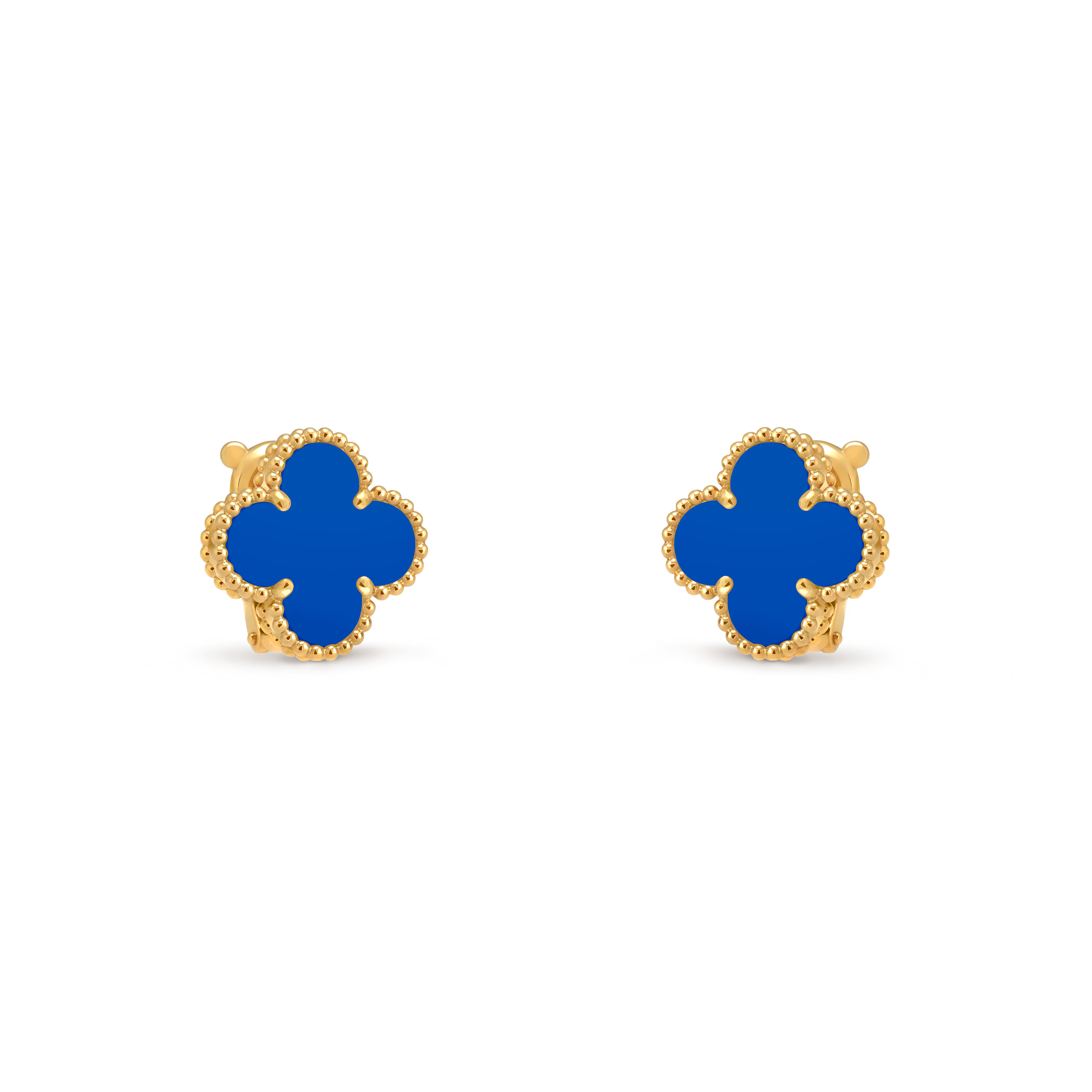Van Cleef & Arpels. Сережки Vintage Alhambra із жовтого золота з блакитним агатом