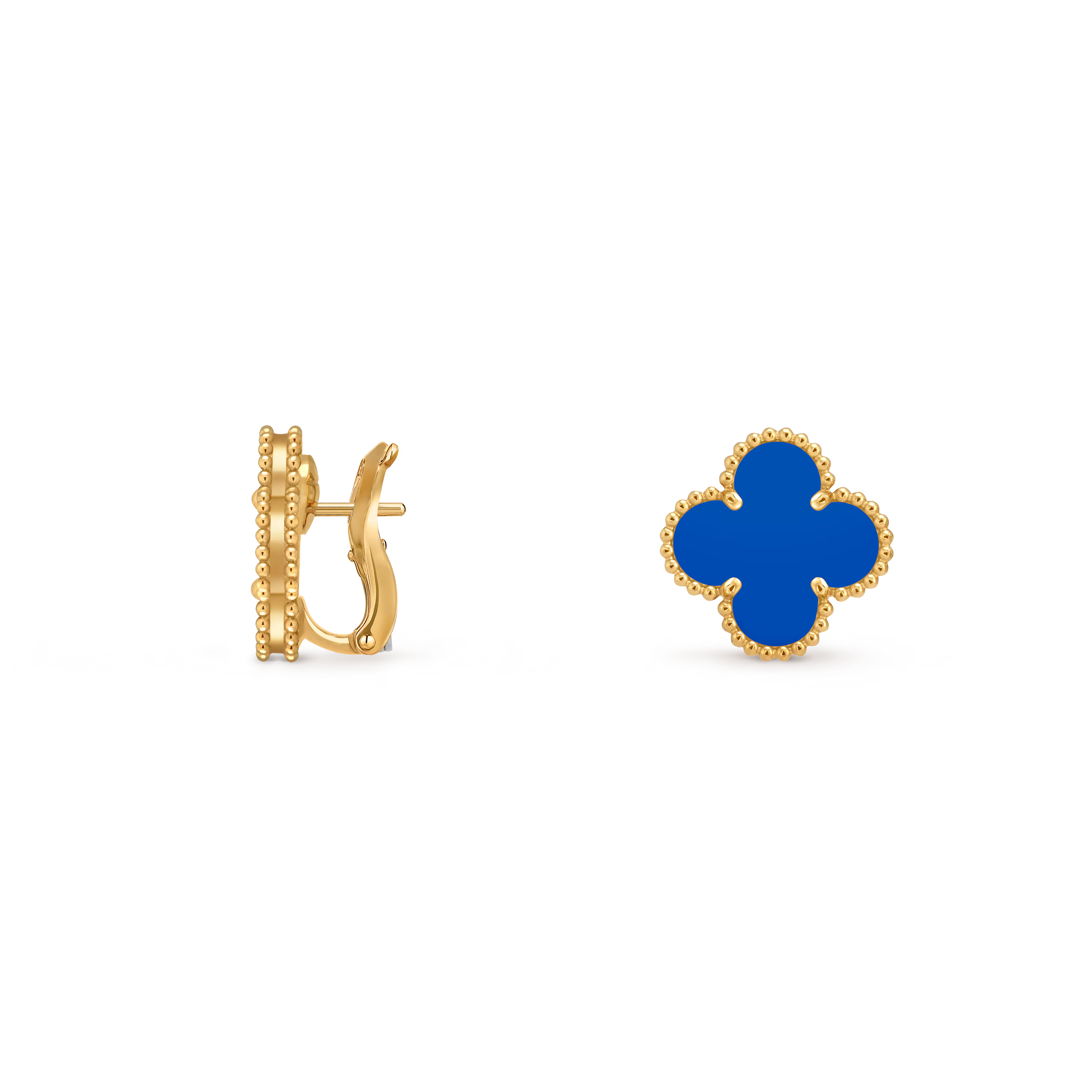 Van Cleef & Arpels. Сережки Vintage Alhambra із жовтого золота з блакитним агатом