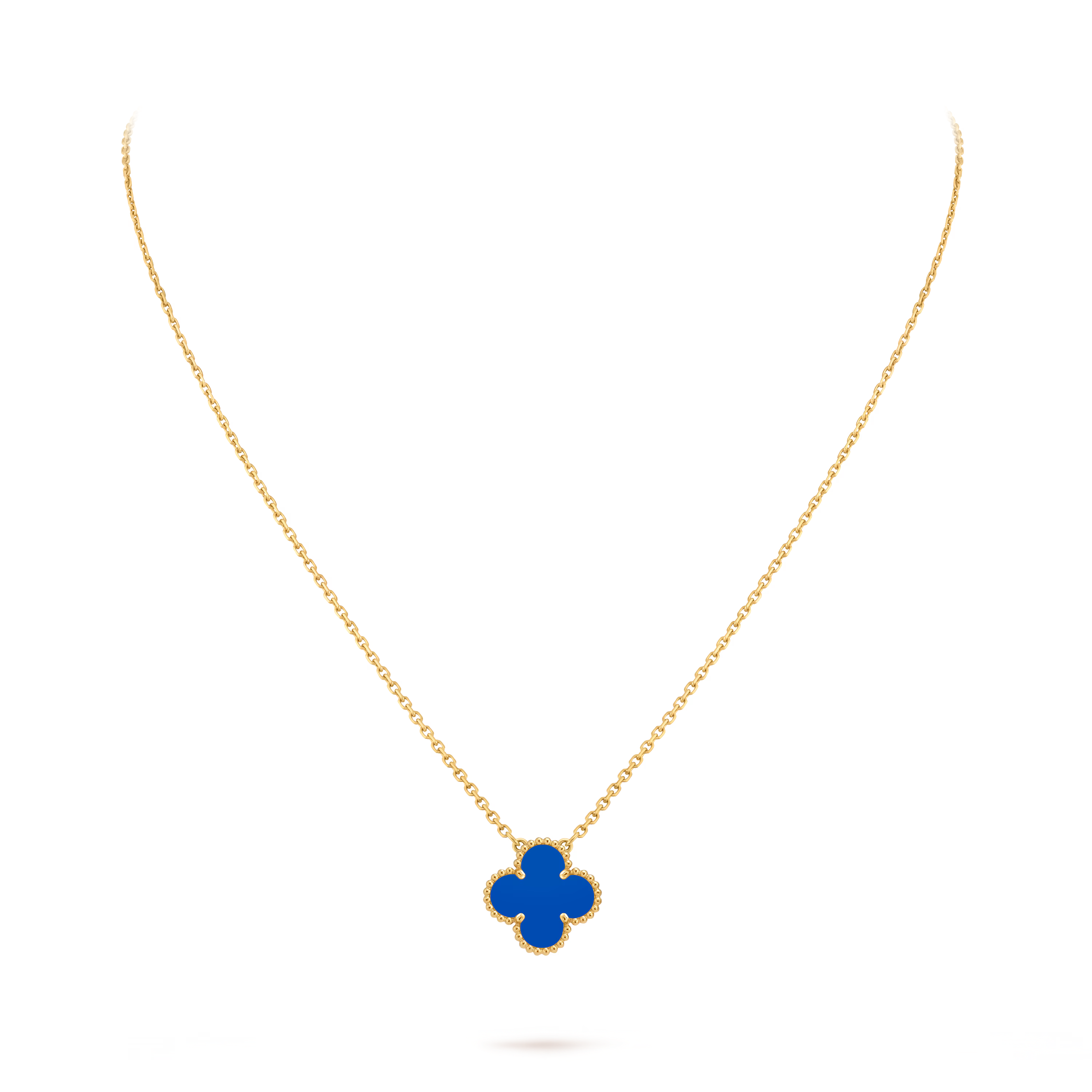 Van Cleef & Arpels. Підвіска Vintage Alhambra із жовтого золота з блакитним агатом