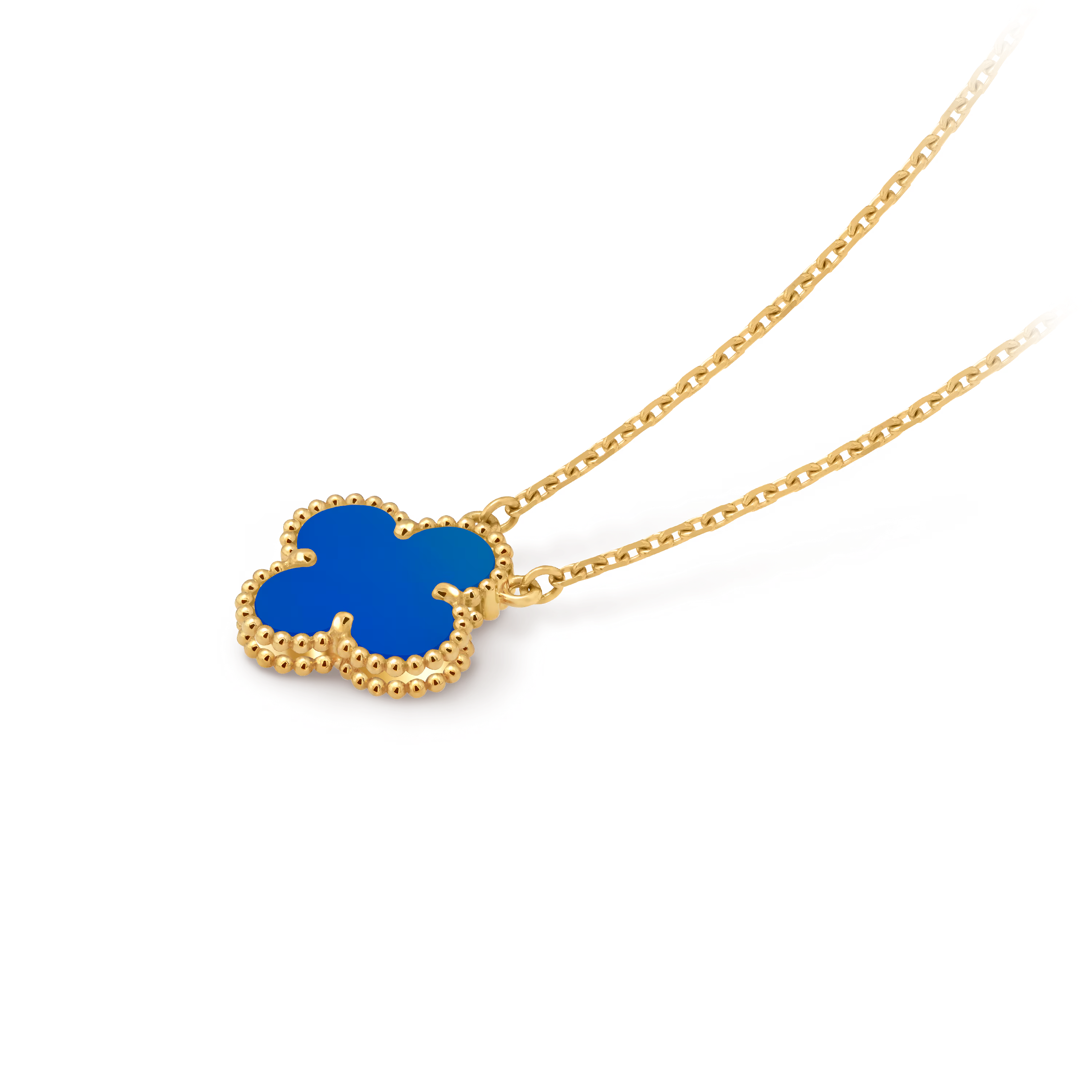 Van Cleef & Arpels. Підвіска Vintage Alhambra із жовтого золота з блакитним агатом
