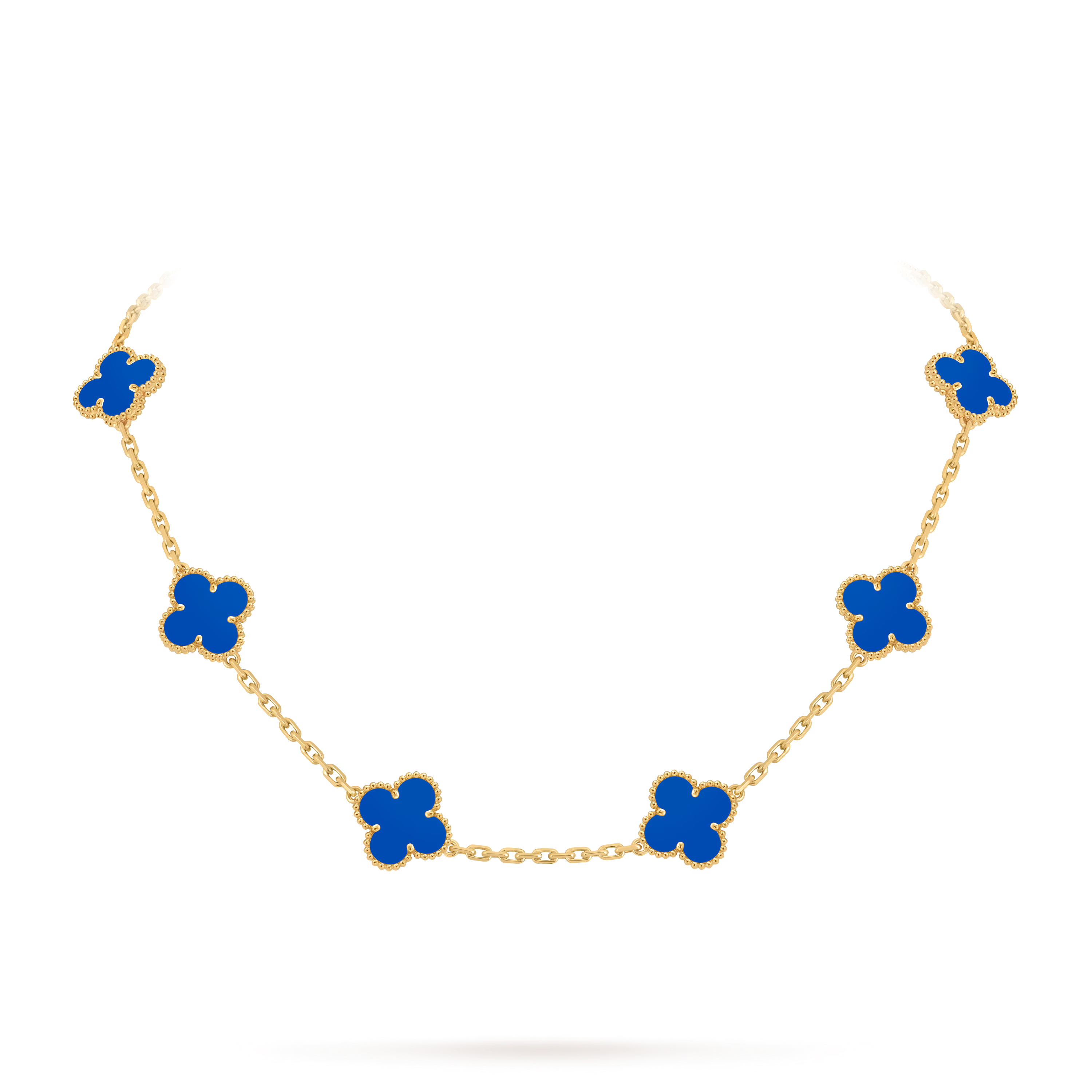Van Cleef & Arpels. Кольє Vintage Alhambra із жовтого золота з блакитним агатом
