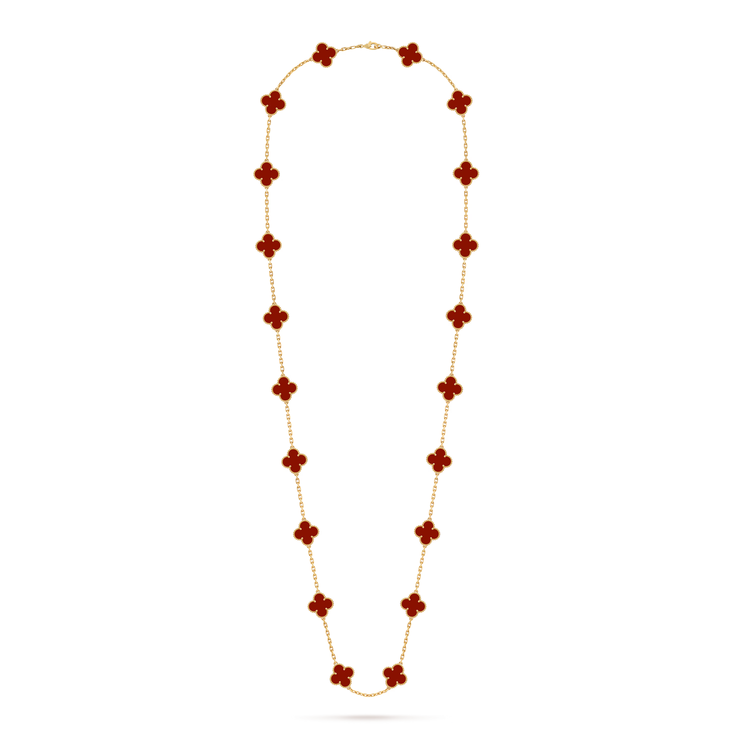 Van Cleef & Arpels. Довге кольє Vintage Alhambra з жовтого золота з корнеолом