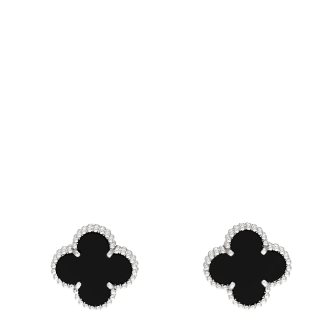 Van Cleef & Arpels. Сережки Vintage Alhambra із білого золоту з оніксом