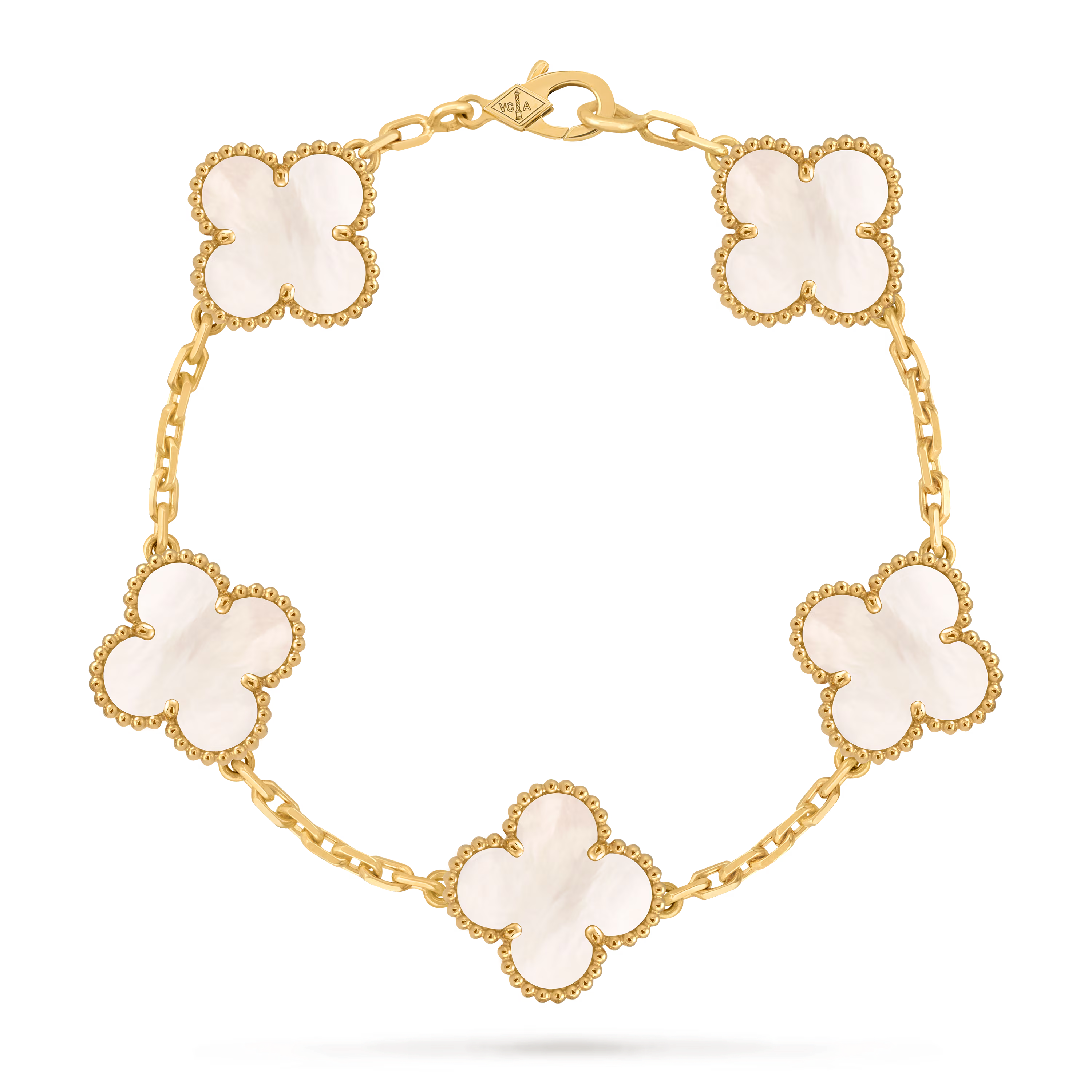 Van Cleef & Arpels. Браслет Vintage Alhambra із жовтого золота з білим перламутром