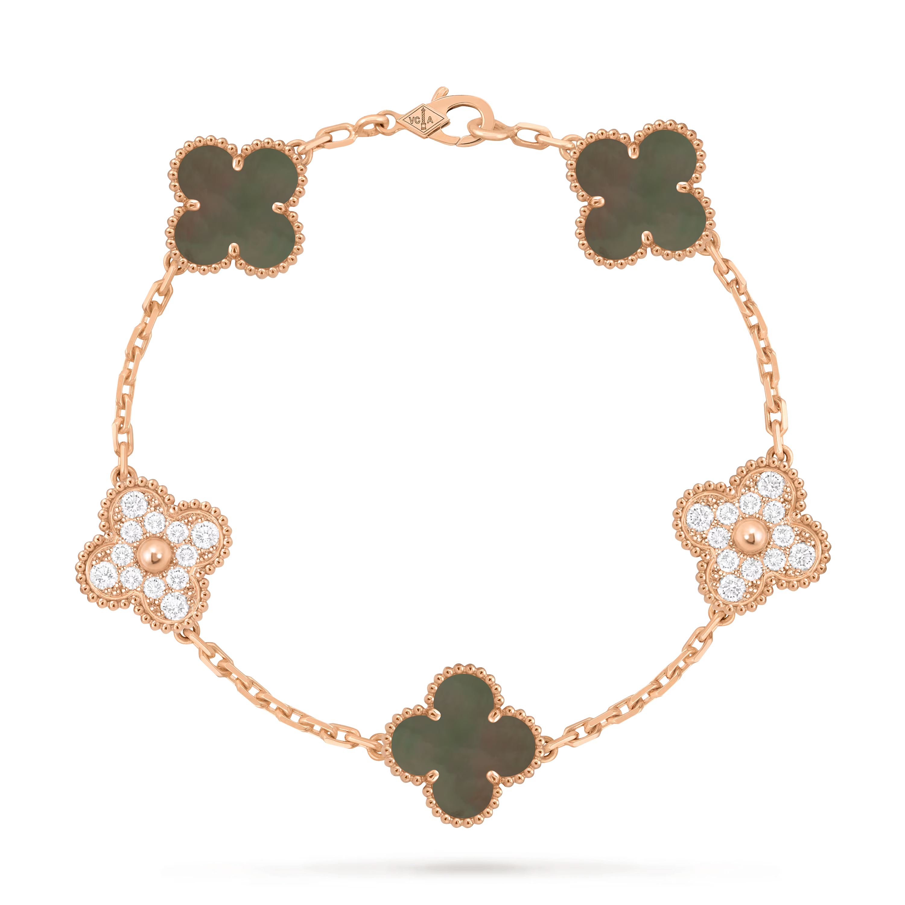 Van Cleef & Arpels. Браслет Vintage Alhambra із рожевого золота з сірим перламутром