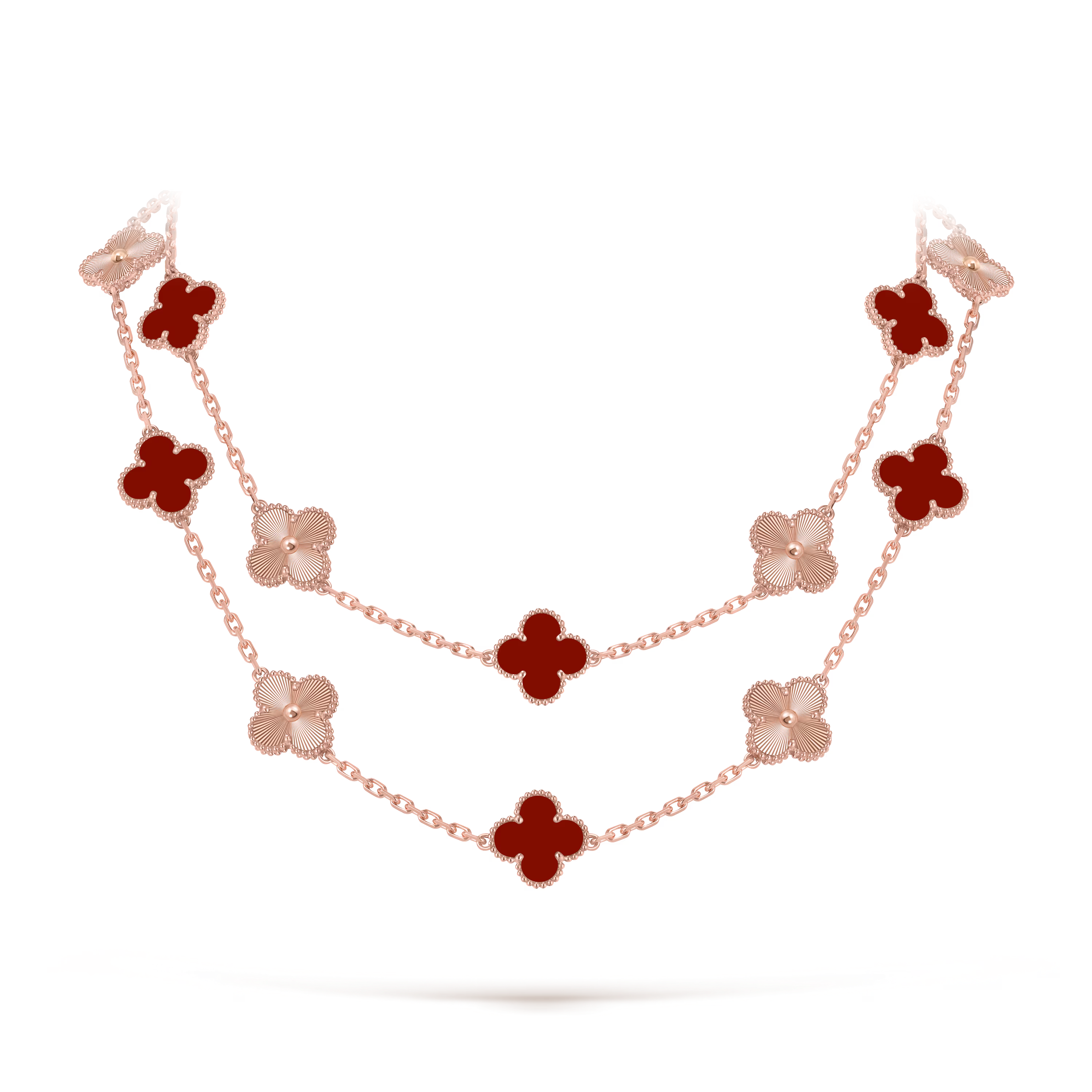 Van Cleef & Arpels. Довге кольє Vintage Alhambra із рожевого золота з сердоліком