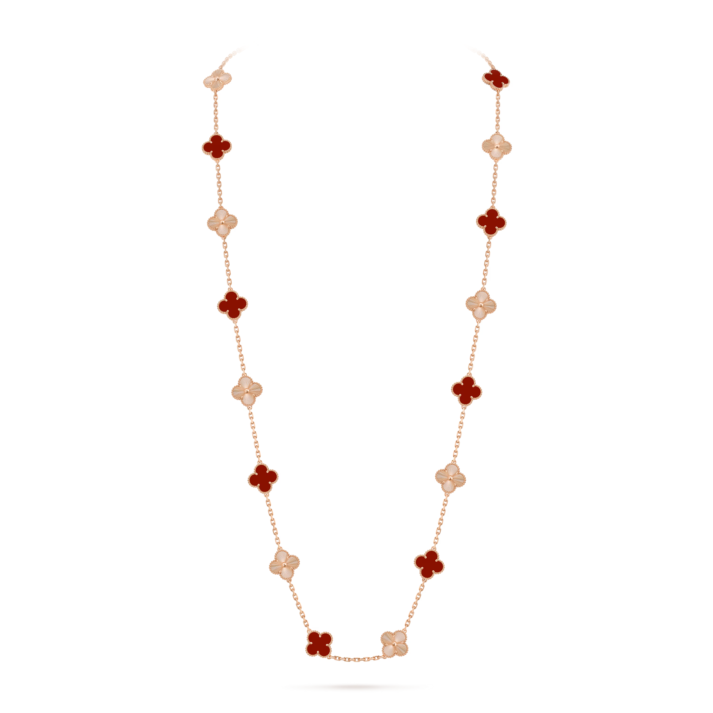 Van Cleef & Arpels. Довге кольє Vintage Alhambra із рожевого золота з сердоліком