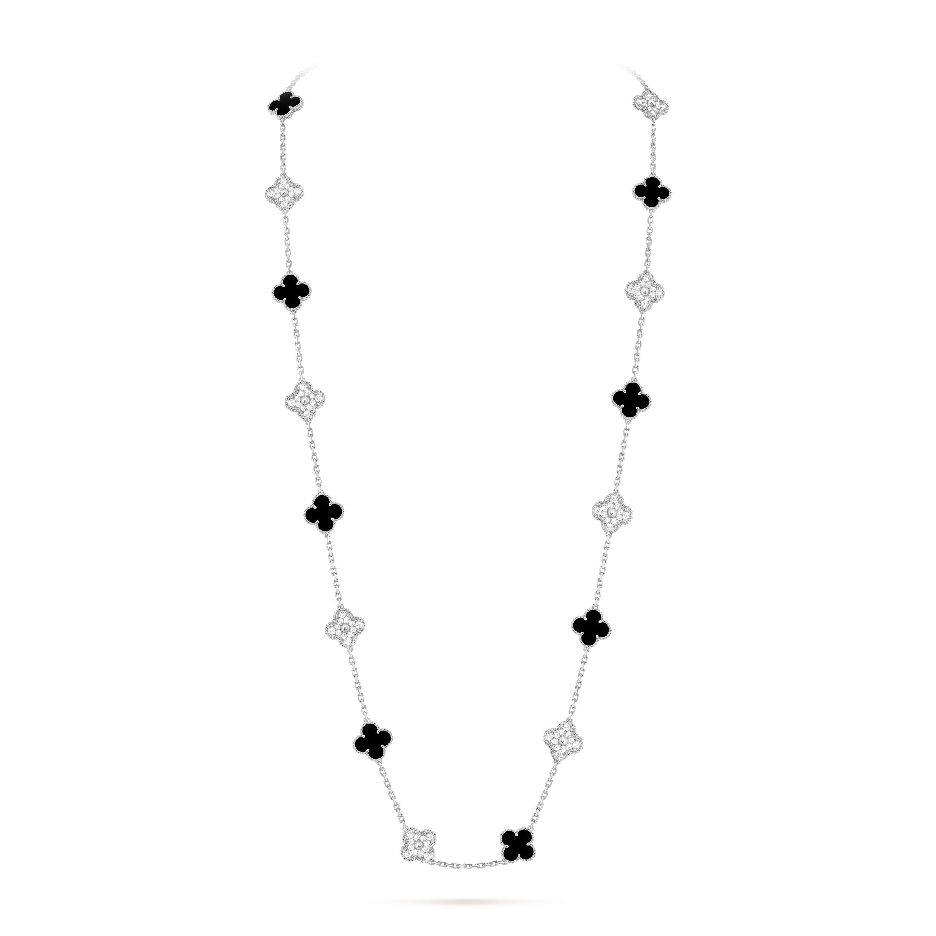Van Cleef & Arpels. Довге кольє Vintage Alhambra із білого золота з оніксом
