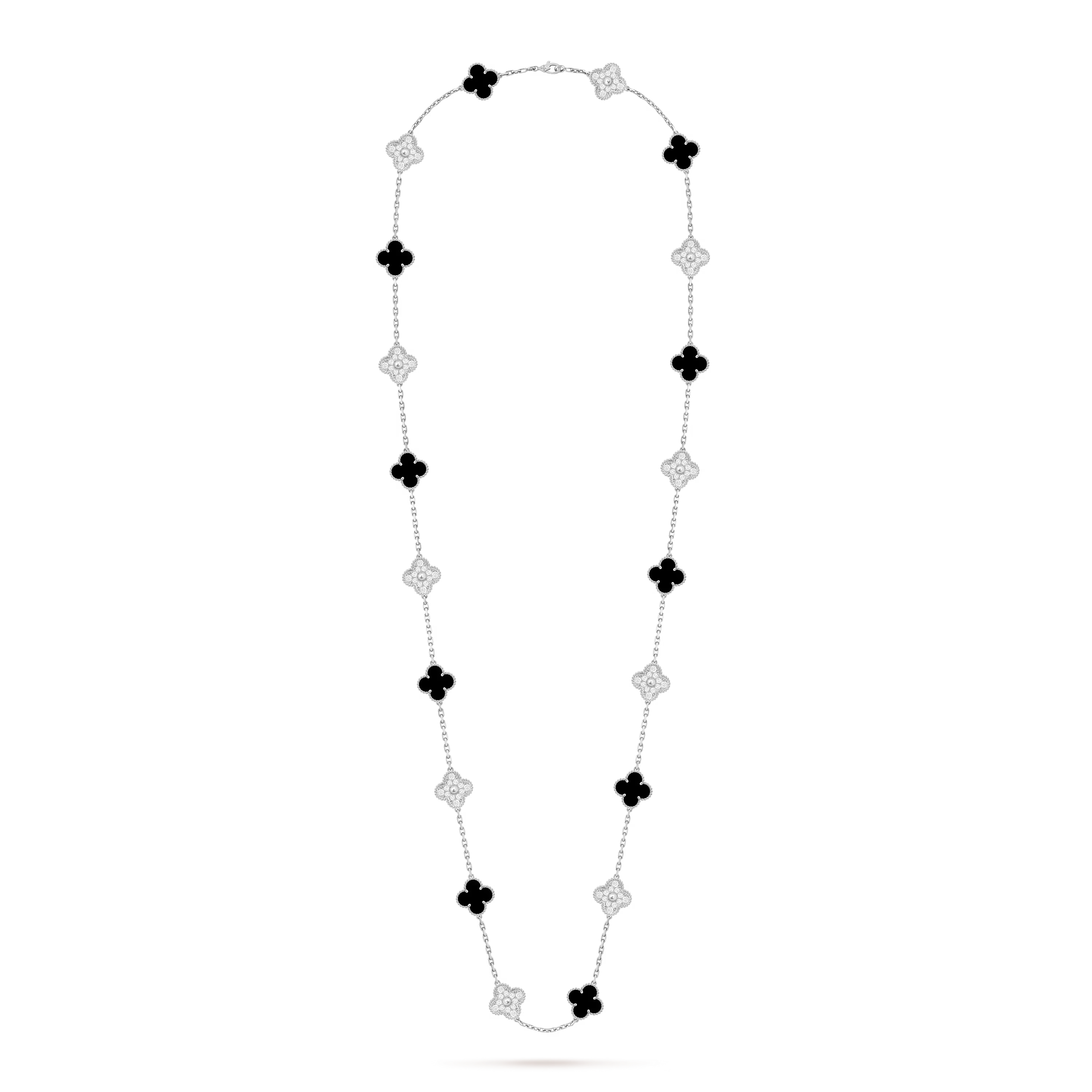 Van Cleef & Arpels. Довге кольє Vintage Alhambra із білого золота з оніксом
