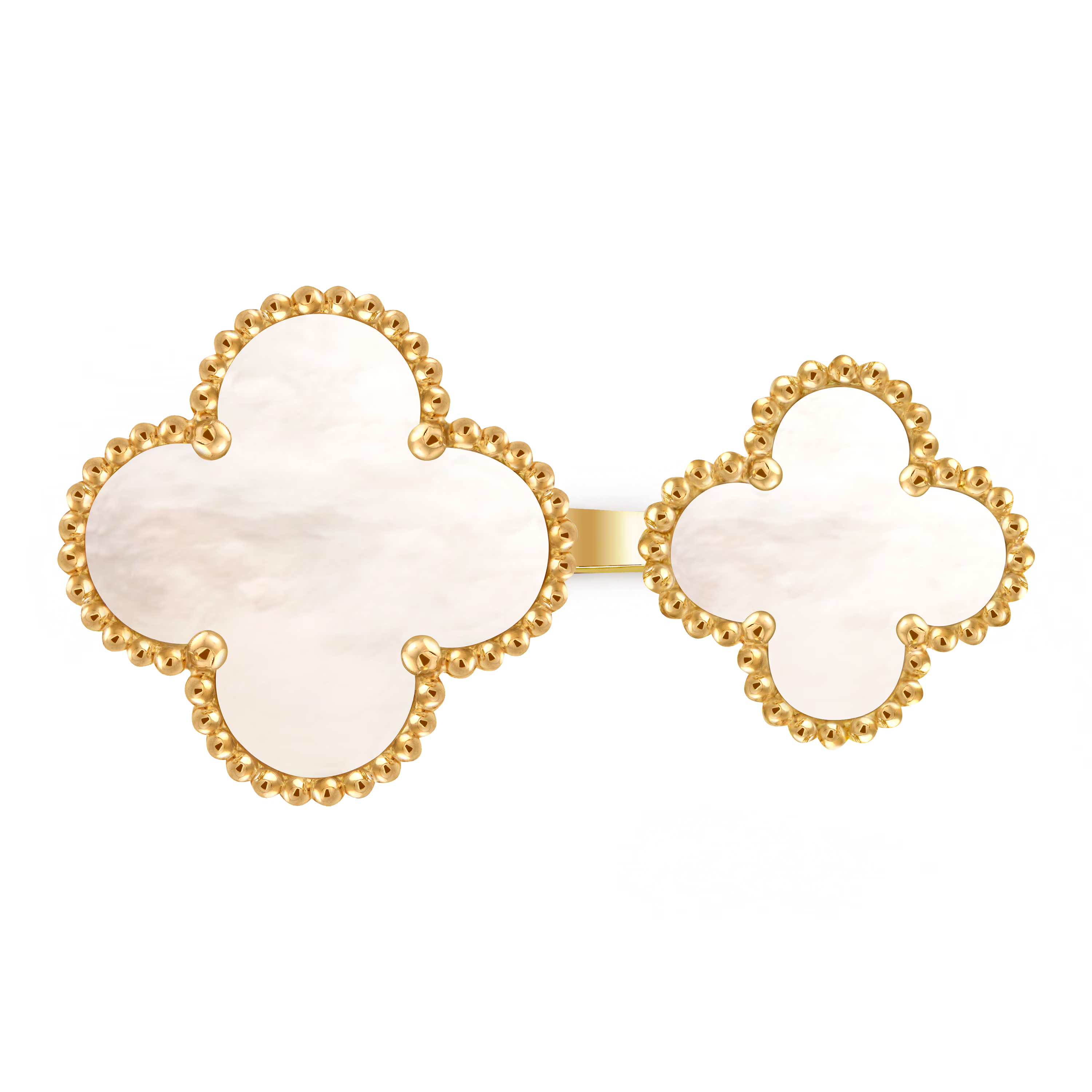 Van Cleef & Arpels. Каблучка на два пальця Magic Alhambra із жовтого золота з білим перламутром