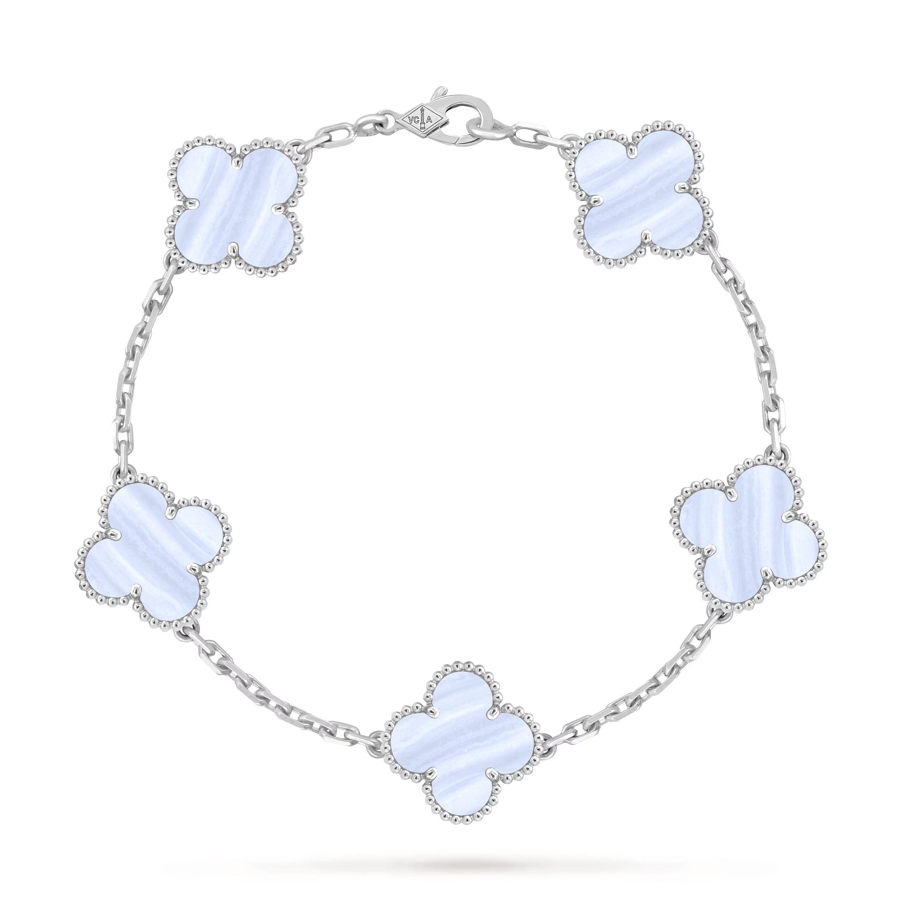Van Cleef & Arpels. Браслет Vintage Alhambra із білого золота з халцедоном