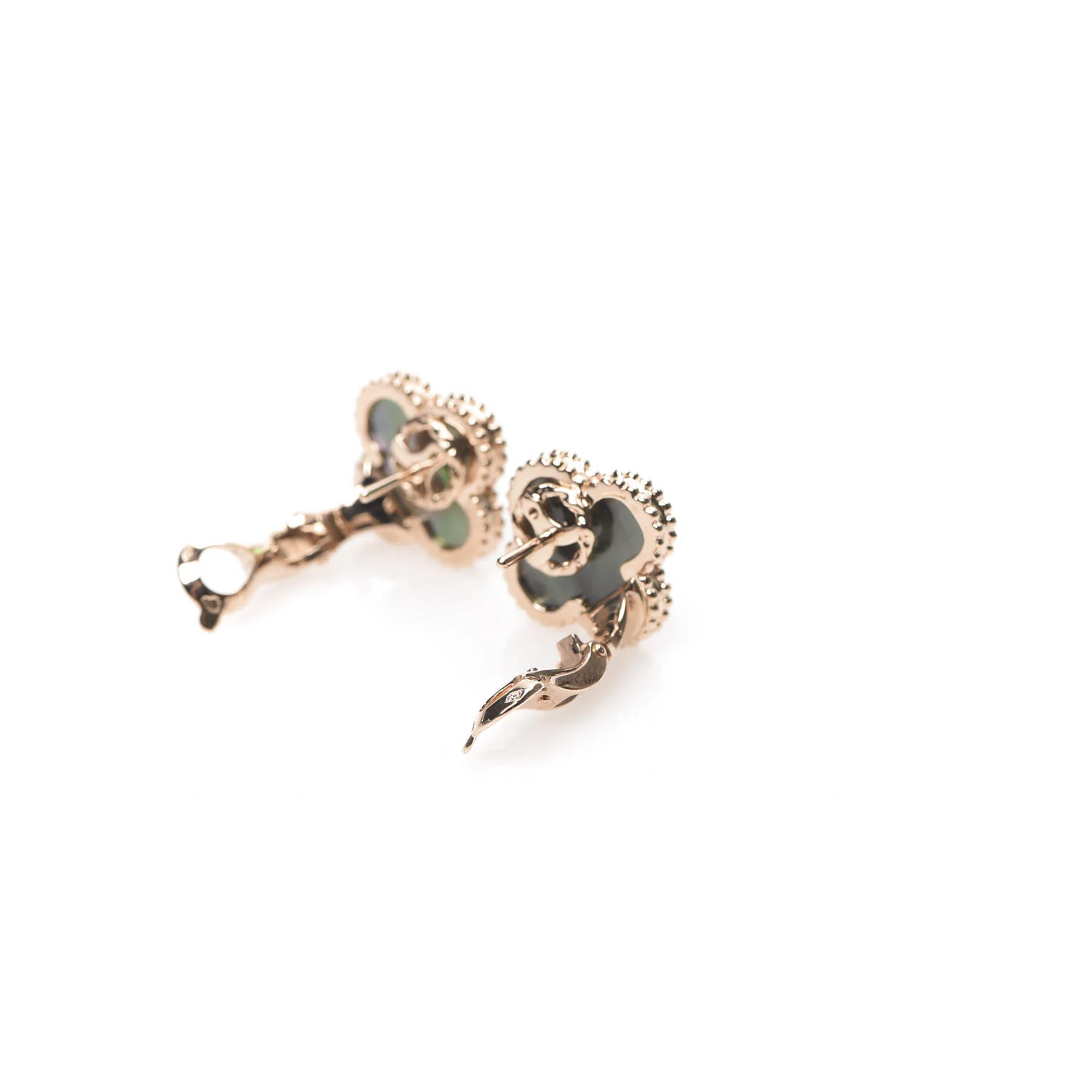 Van Cleef & Arpels. Сережки Vintage Alhambra із рожевого золота з сірим перламутром