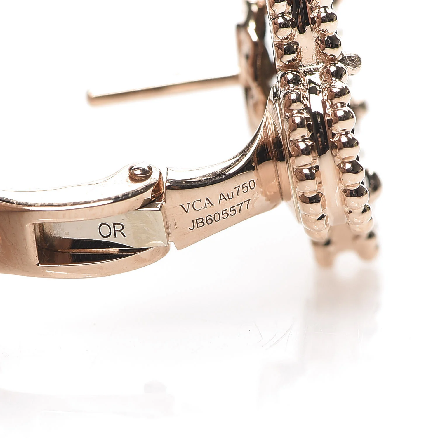 Van Cleef & Arpels. Сережки Vintage Alhambra із рожевого золота з сірим перламутром