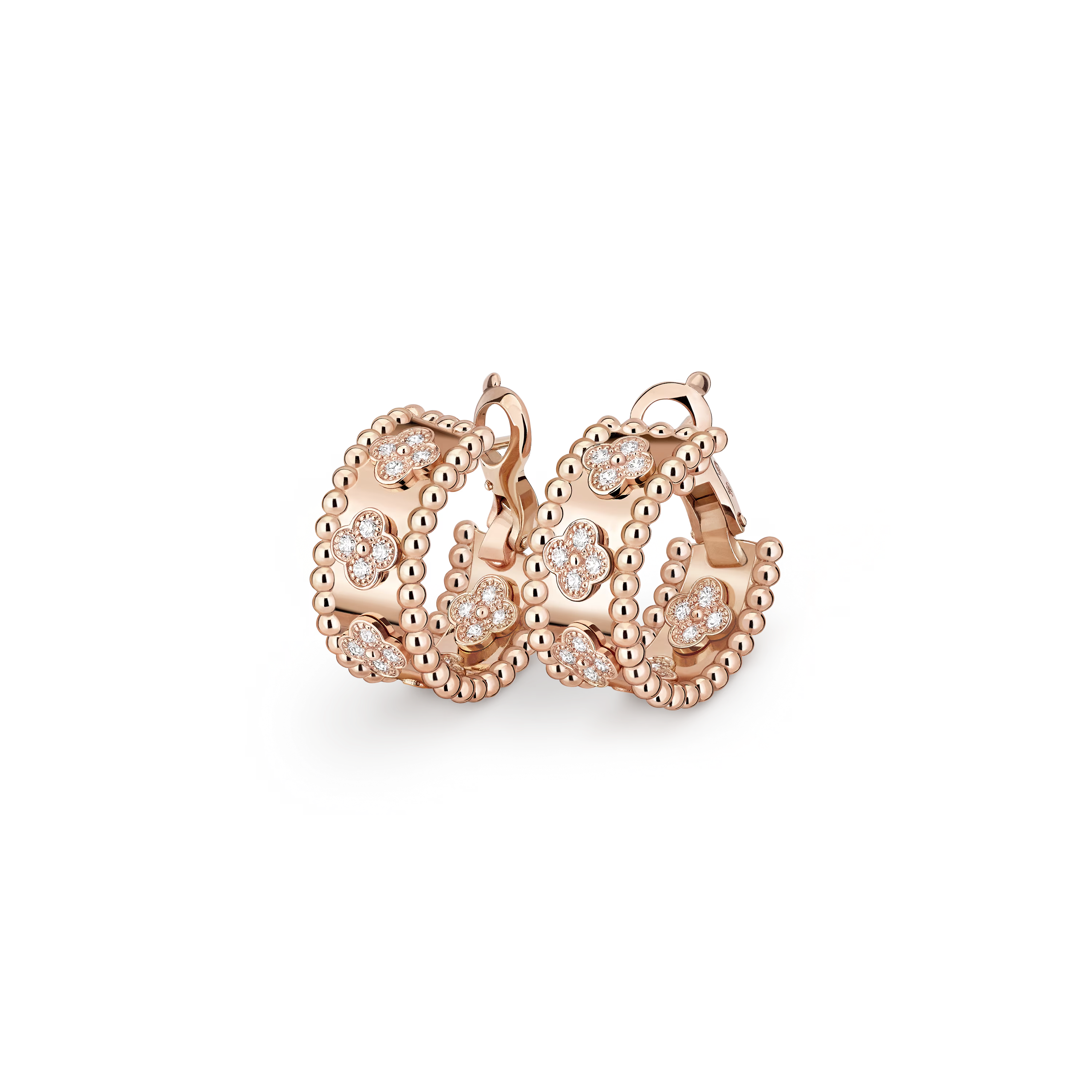 Van Cleef & Arpels. Сережки-каблучки Perlée Clovers із рожевого золота
