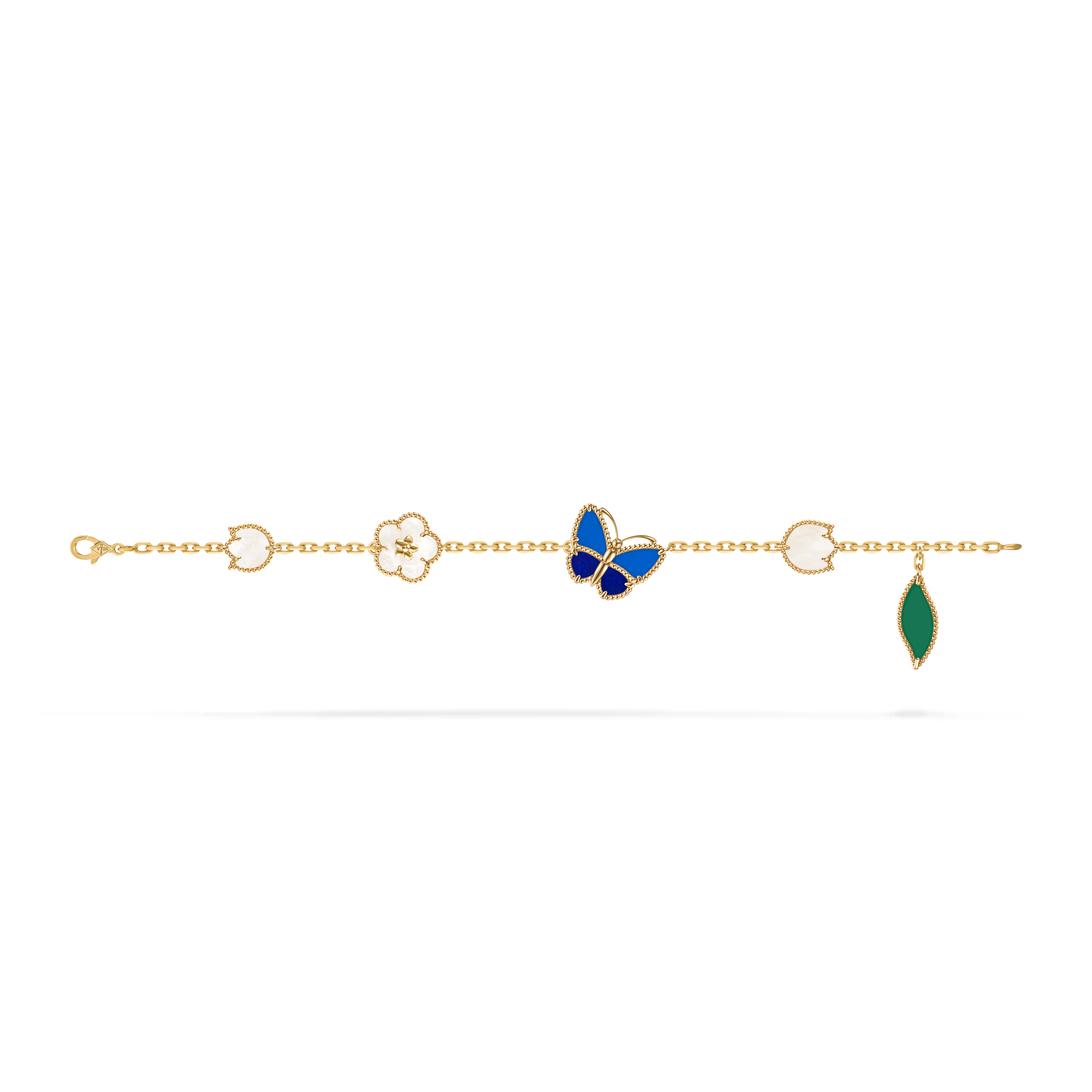 Van Cleef & Arpels. Браслет Lucky Spring Butterfly із жовтого золота з білим перламутром