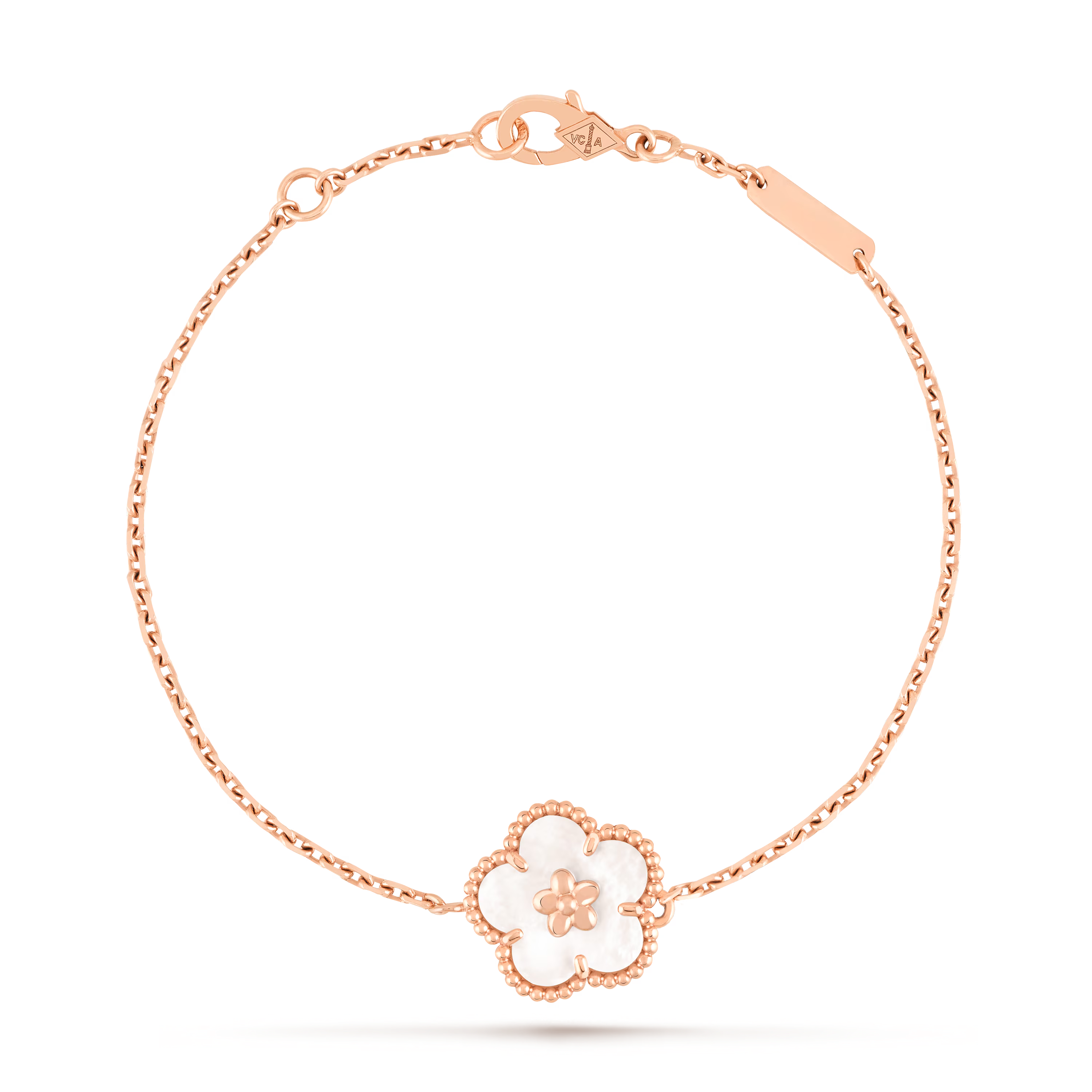 Van Cleef & Arpels. Браслет Lucky Spring, квітка сливи із рожевого золота з білим перламутром