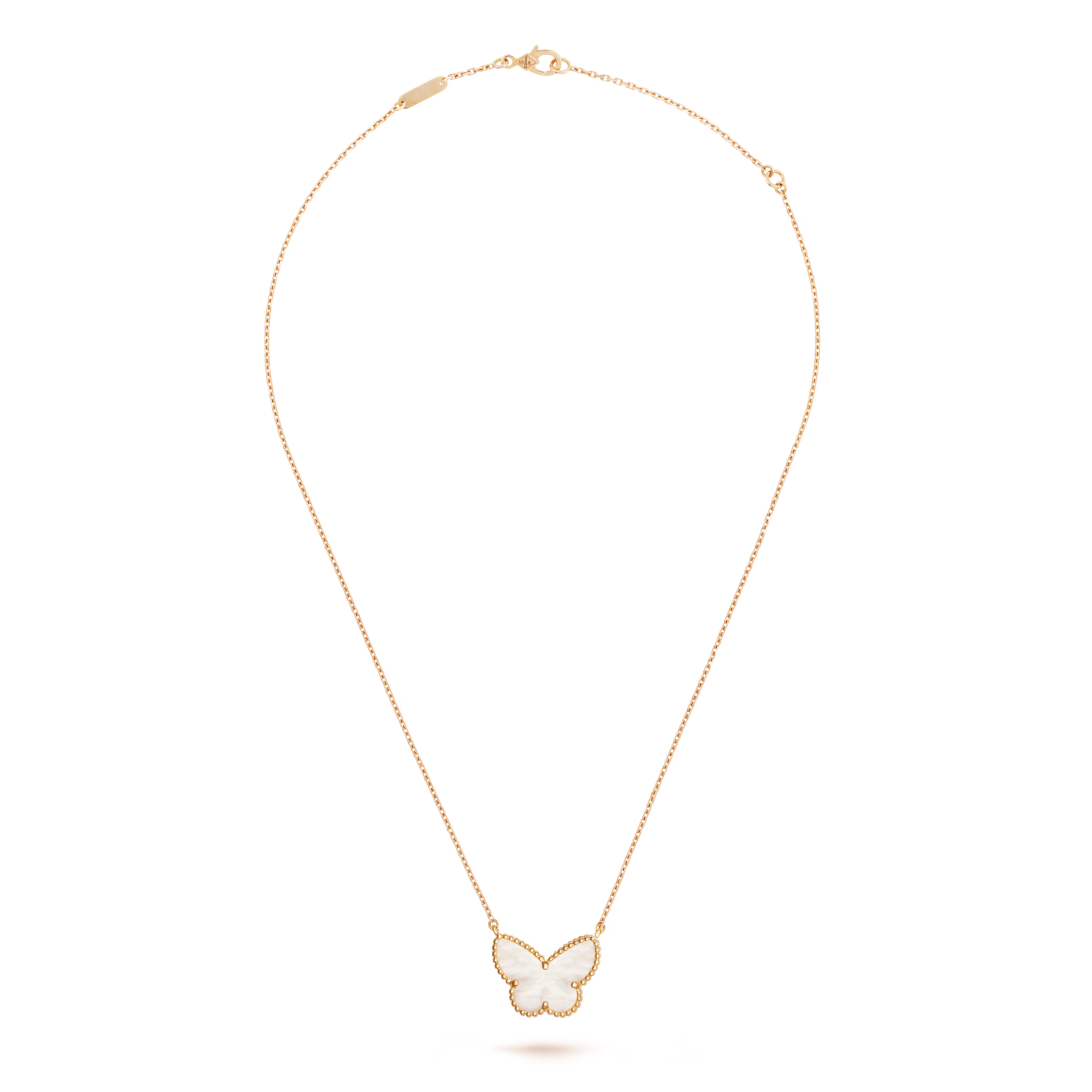 Van Cleef & Arpels. Підвіска Lucky Alhambra Butterfly із жовтого золота з білим перламутром