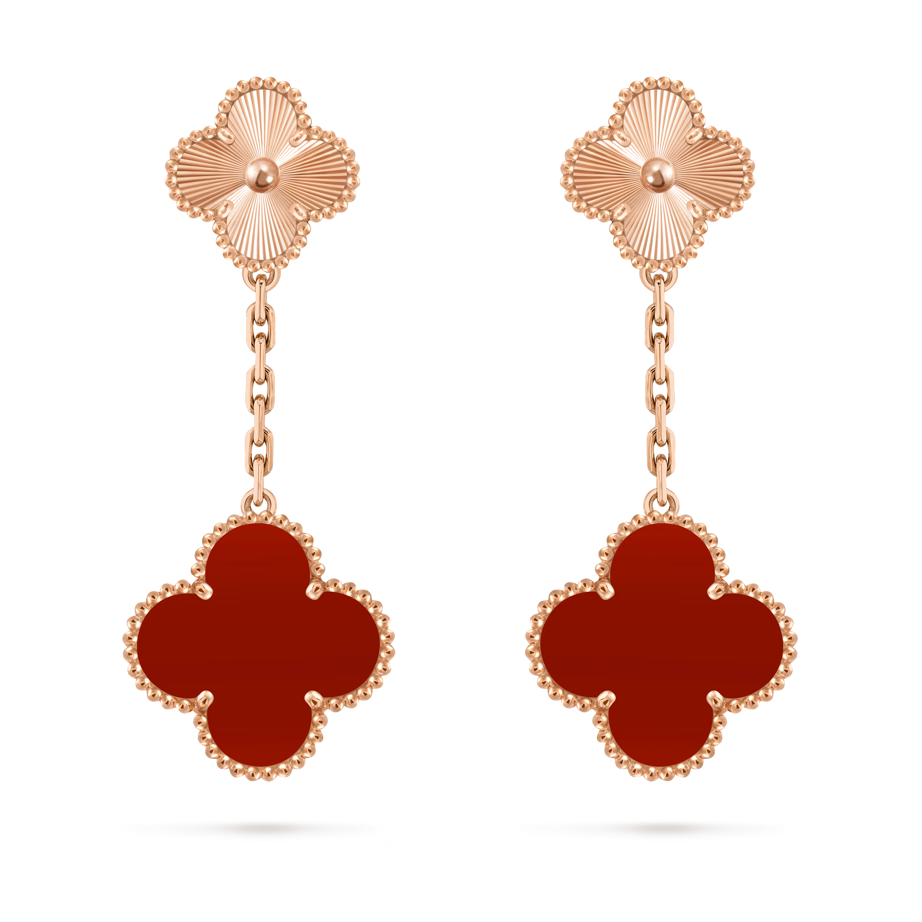 Van Cleef & Arpels. Сережки Magic Alhambra із рожевого золота з сердоліком