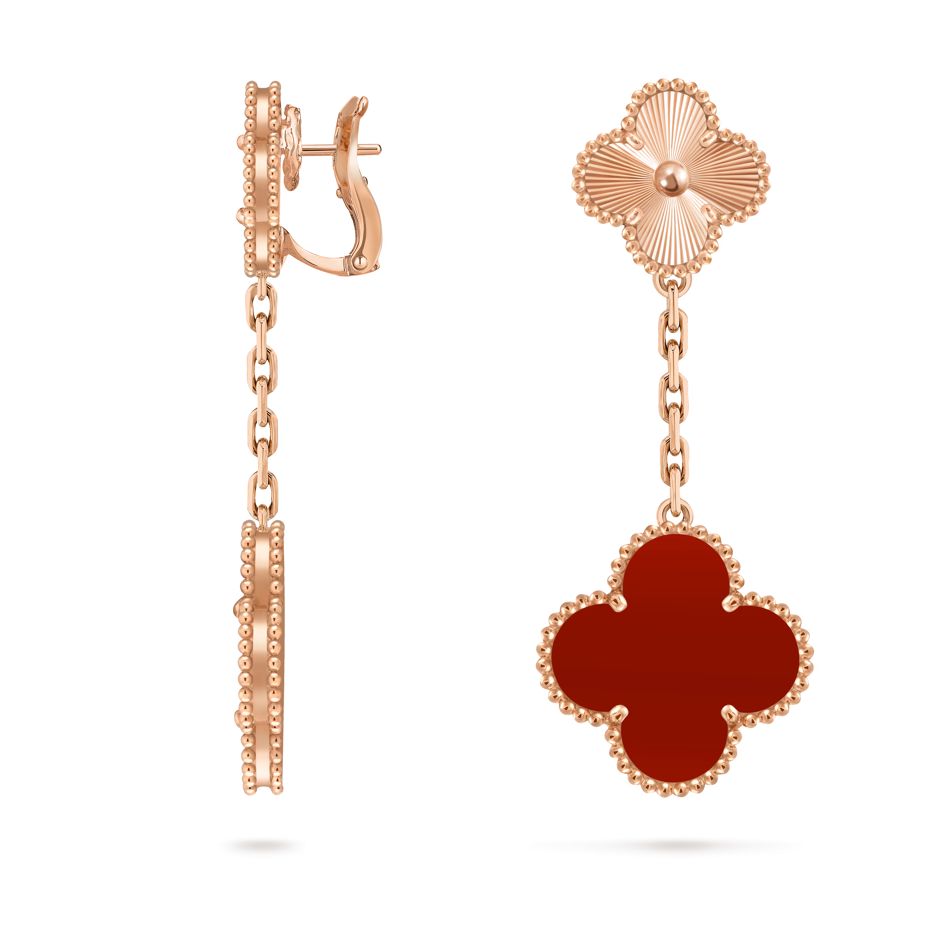 Van Cleef & Arpels. Сережки Magic Alhambra із рожевого золота з сердоліком