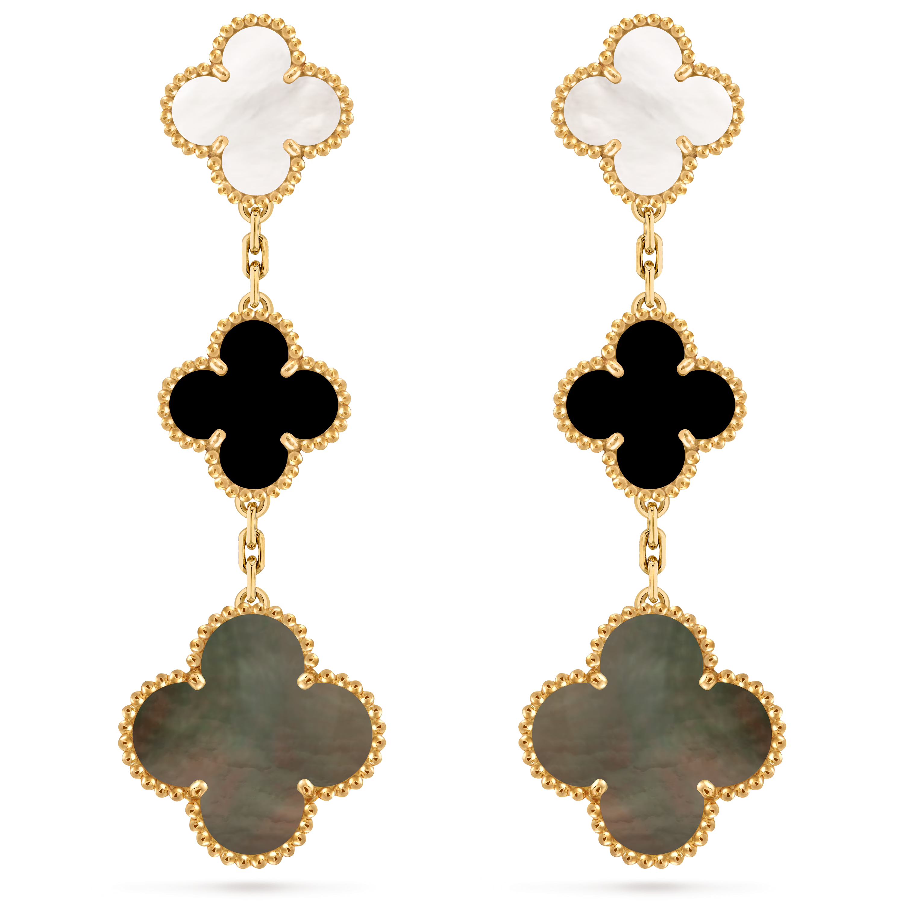 Van Cleef & Arpels. Сережки Magic Alhambra із жовтого золота з перламутром та оніксом