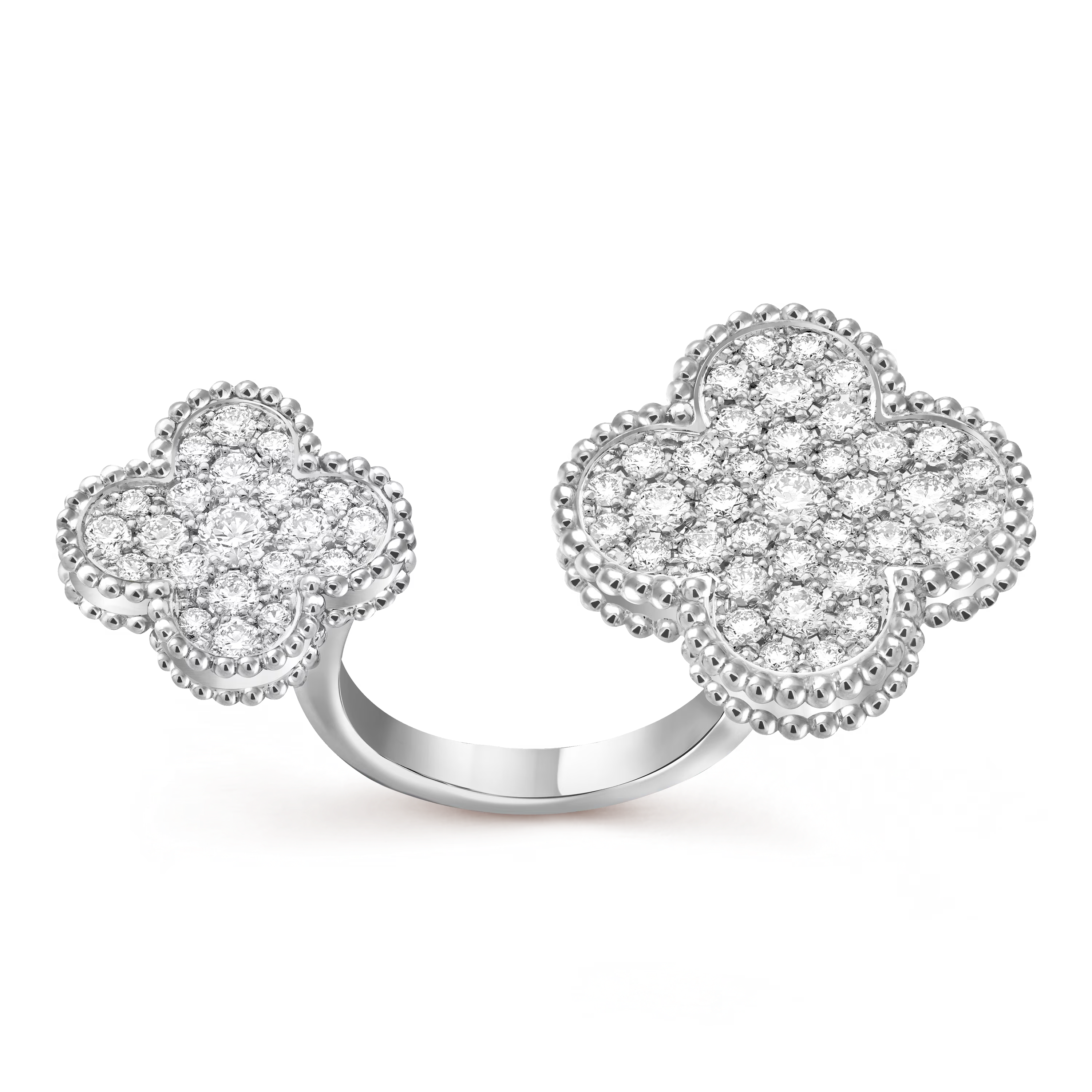 Van Cleef & Arpels. Каблучка на два пальця Magic Alhambra із білого золота