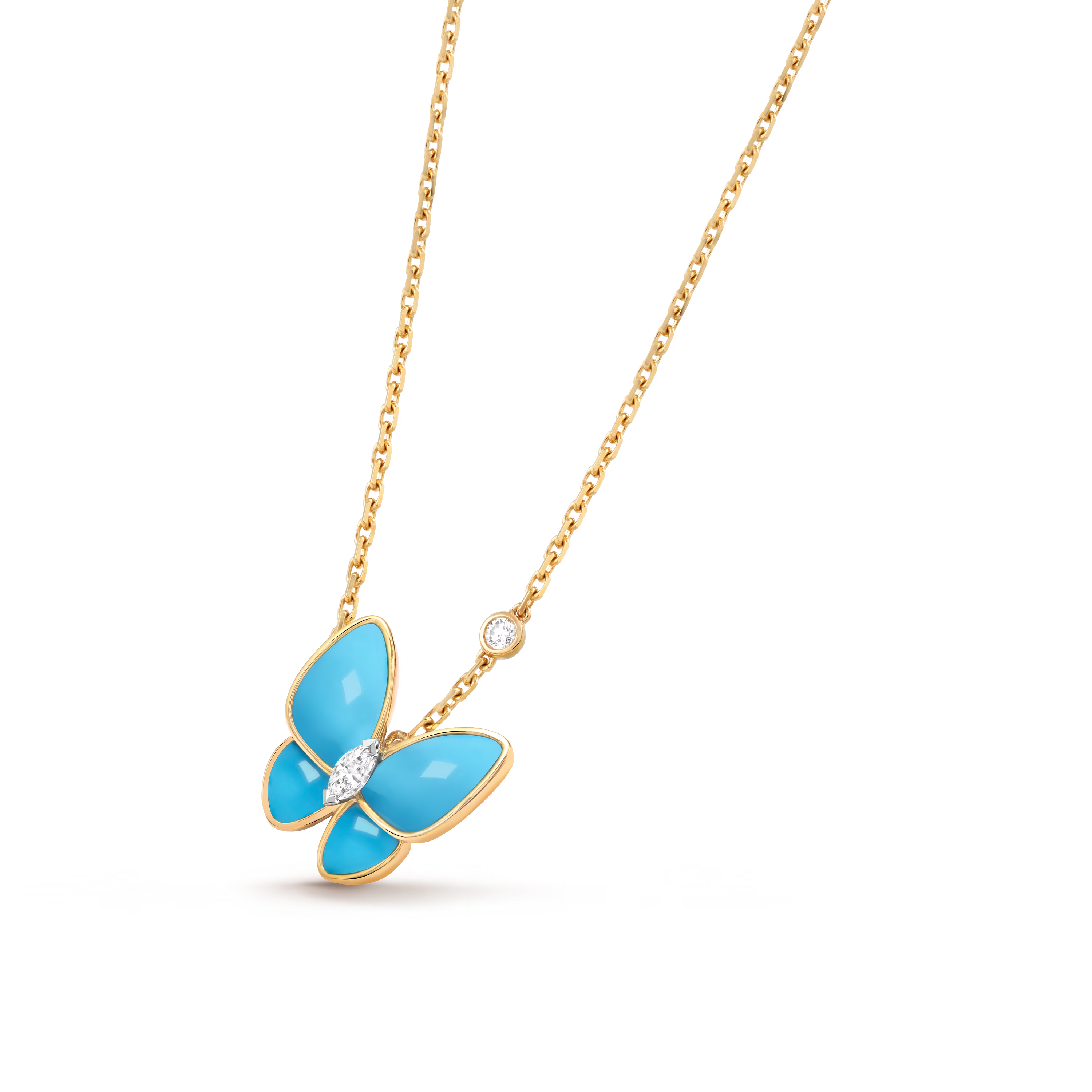 Van Cleef & Arpels. Підвіска Two Butterfly із жовтого золота з бірюзою
