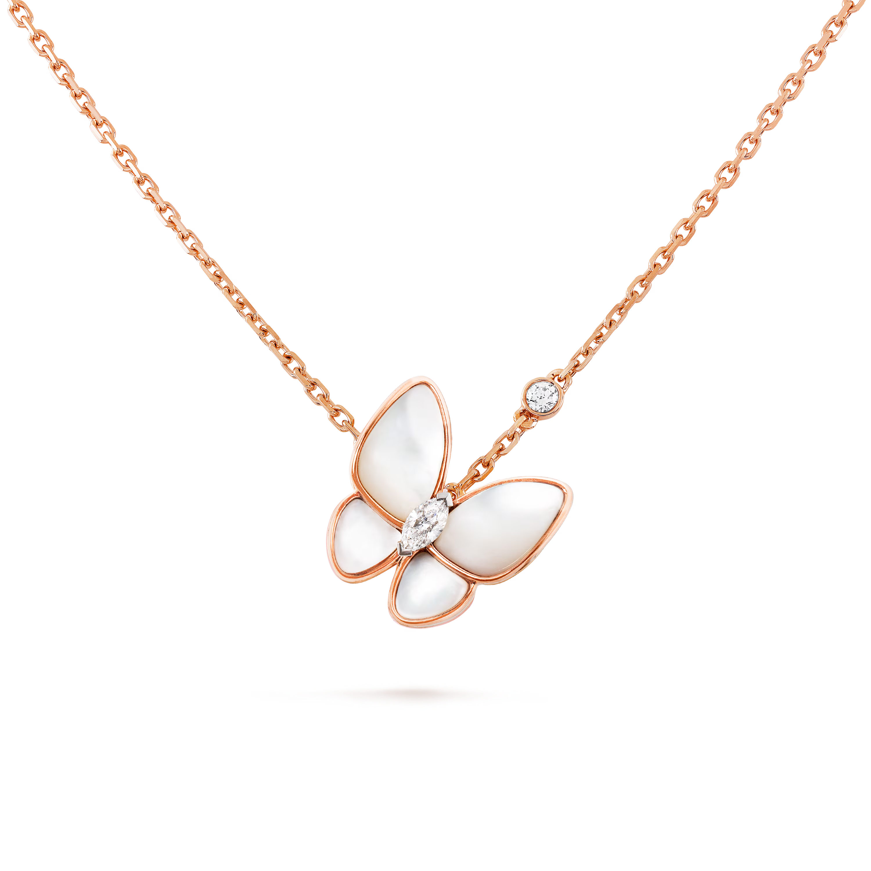 Van Cleef & Arpels. Підвіска Two Butterfly із рожевого золота з білим перламутром