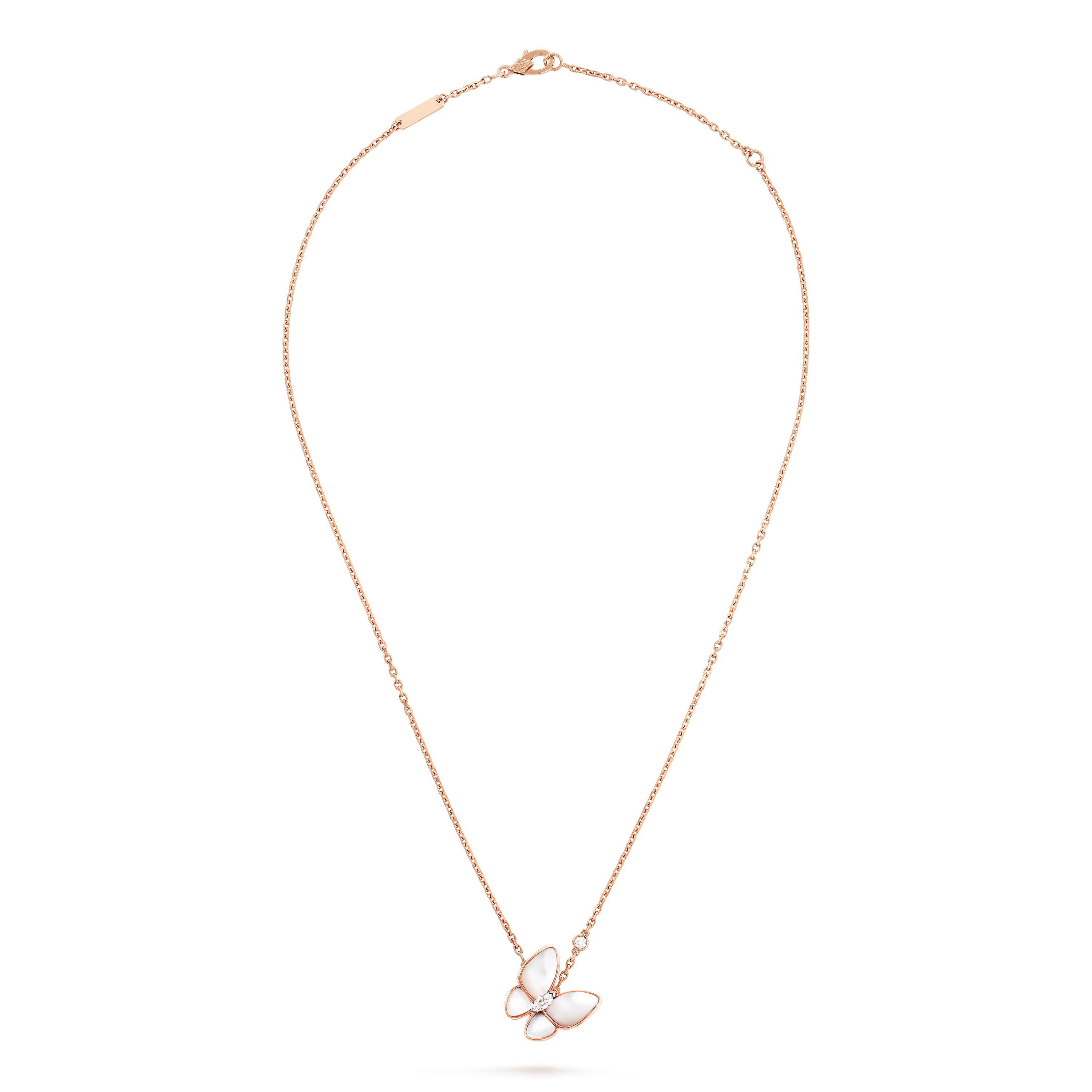 Van Cleef & Arpels. Підвіска Two Butterfly із рожевого золота з білим перламутром