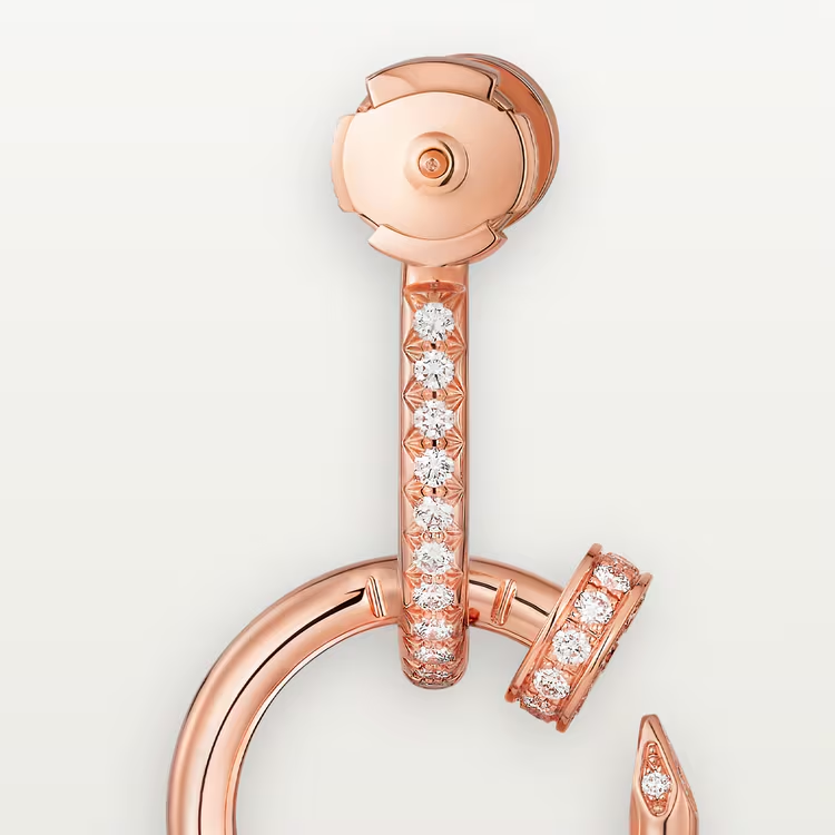 Cartier. Сережки Juste un Clou подвійні, Pavé із рожевого золота