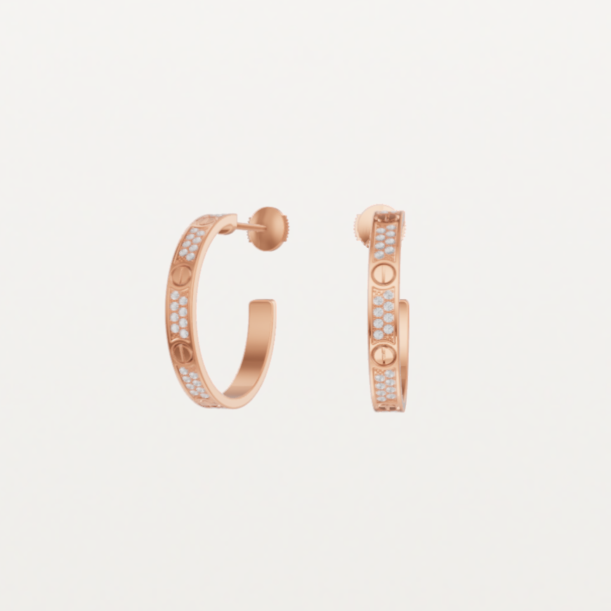 Cartier. Сережки-кільця LOVE середнього розміру із рожевого золота