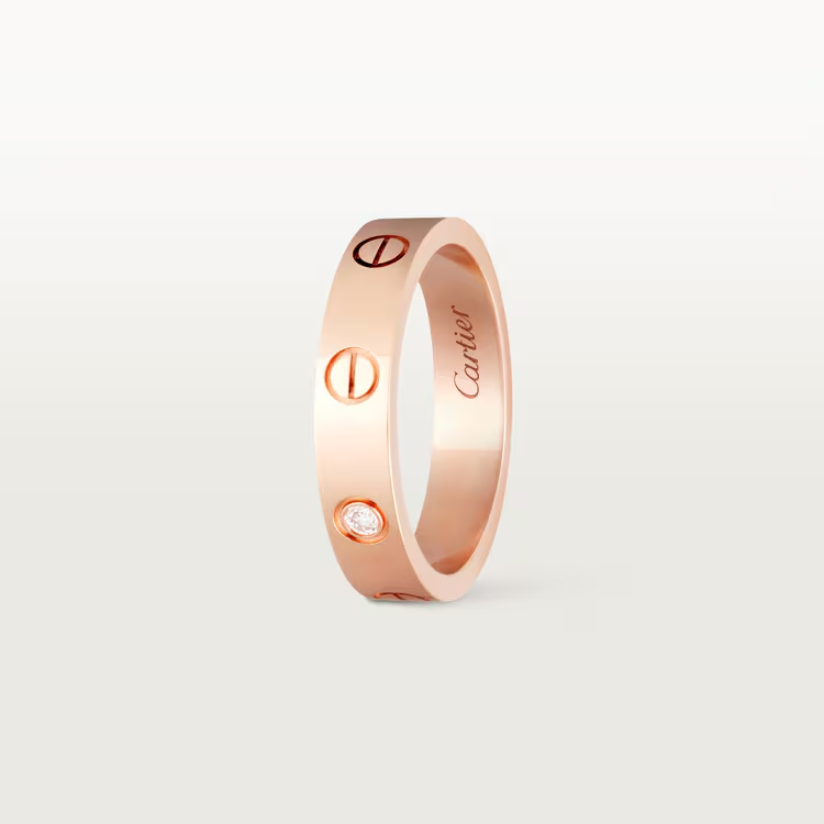 Каблучка LOVE , маленька модель із рожевого золота