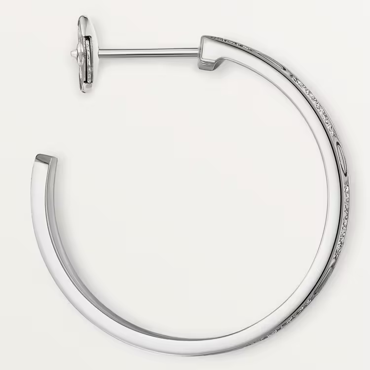 Cartier. Сережки-кільця LOVE, середня модель із білого золота