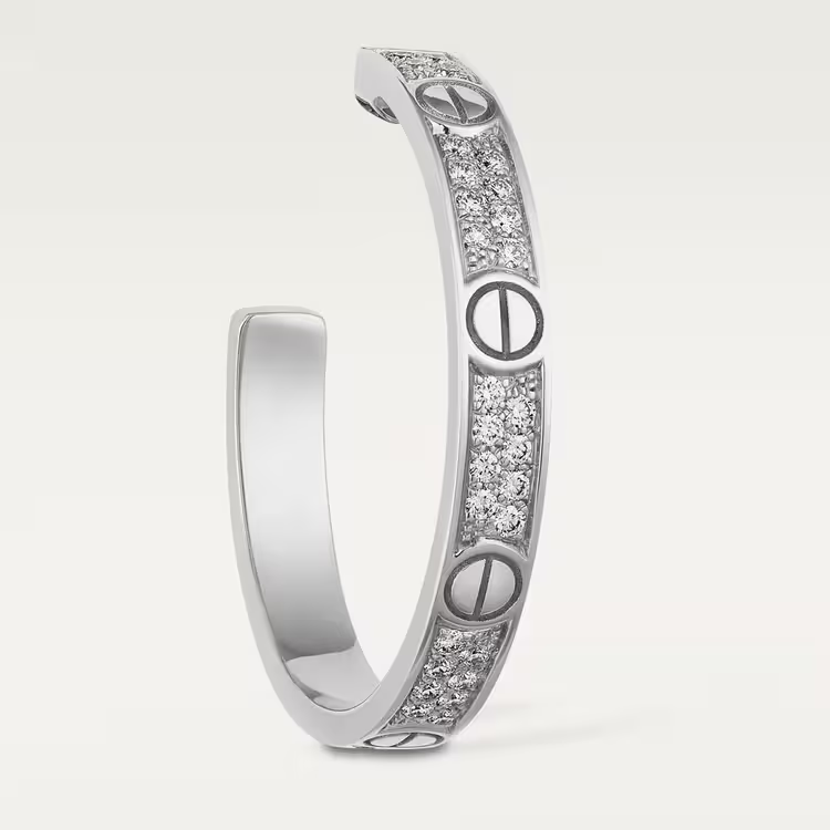 Cartier. Сережки-кільця LOVE, середня модель із білого золота