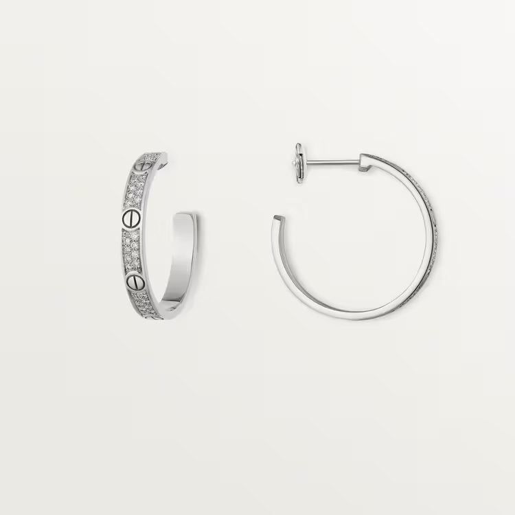 Cartier. Сережки-кільця LOVE, середня модель із білого золота