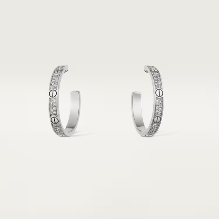 Cartier. Сережки-кільця LOVE, середня модель із білого золота
