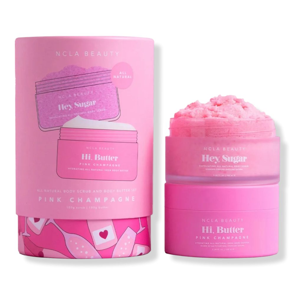 NCLA Beauty Pink Champagne Body Scrub + Body Butter Set