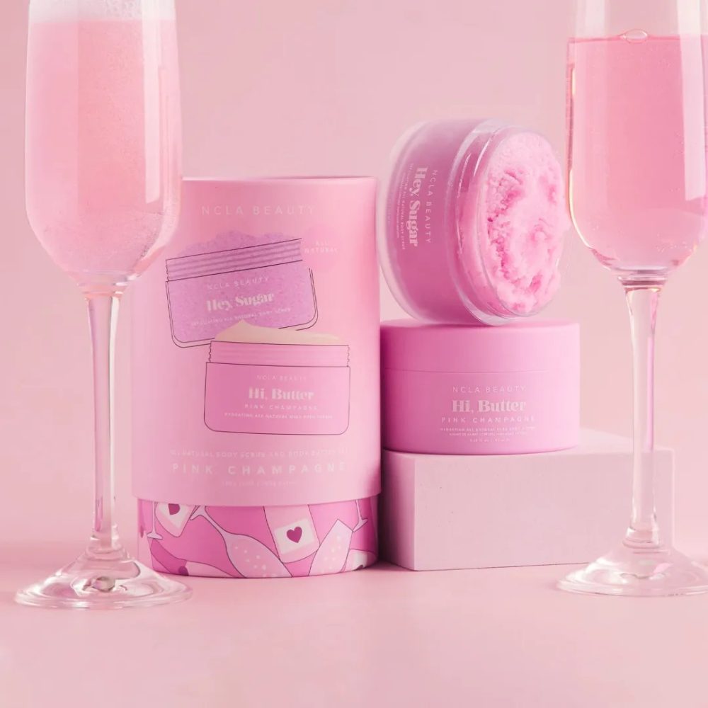 NCLA Beauty Pink Champagne Body Scrub + Body Butter Set